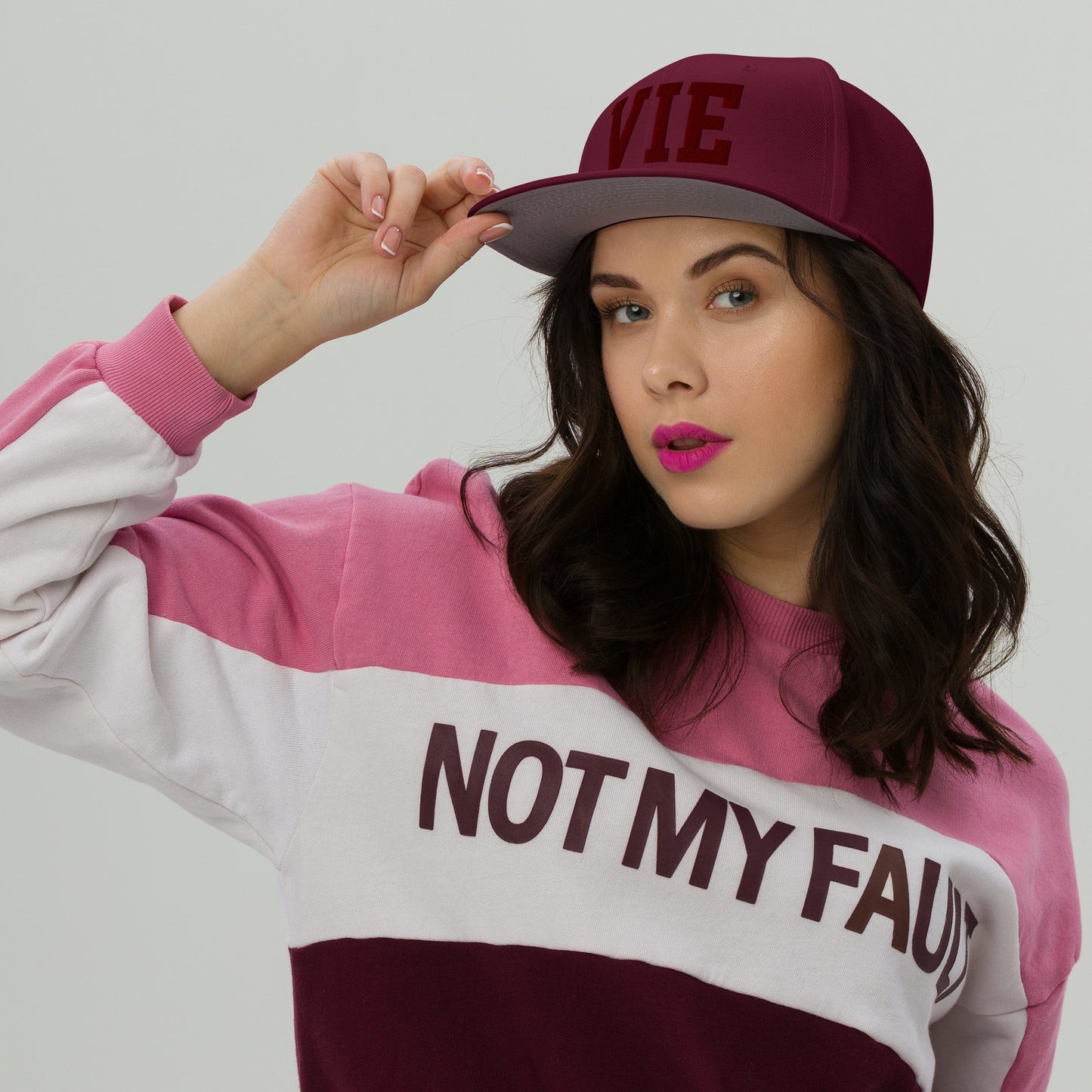 College-Style Wool-Blend Snapback Hat • Maroon • VIE Vienna • YHM Designs - Image 05