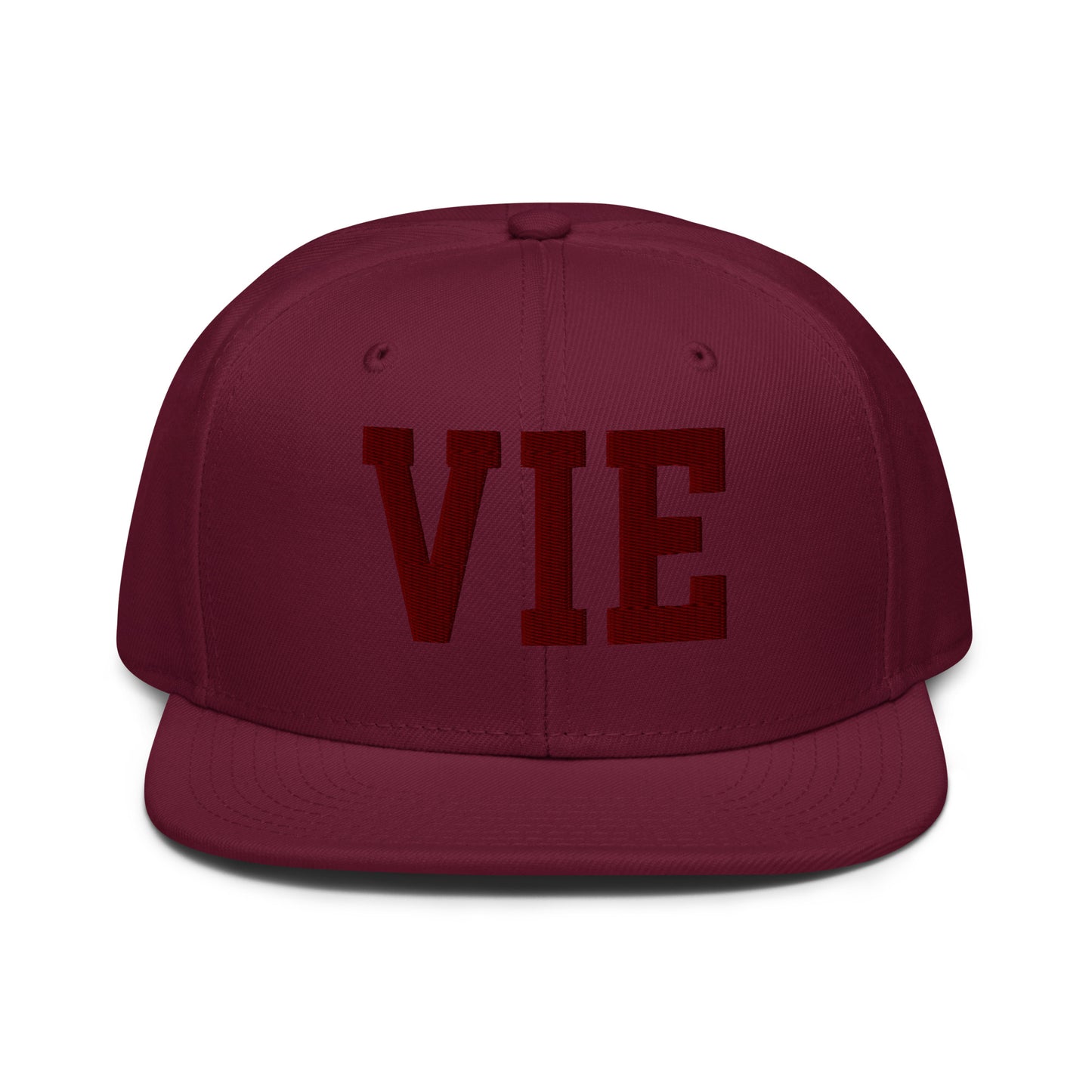 College-Style Wool-Blend Snapback Hat • Maroon • VIE Vienna • YHM Designs - Image 07
