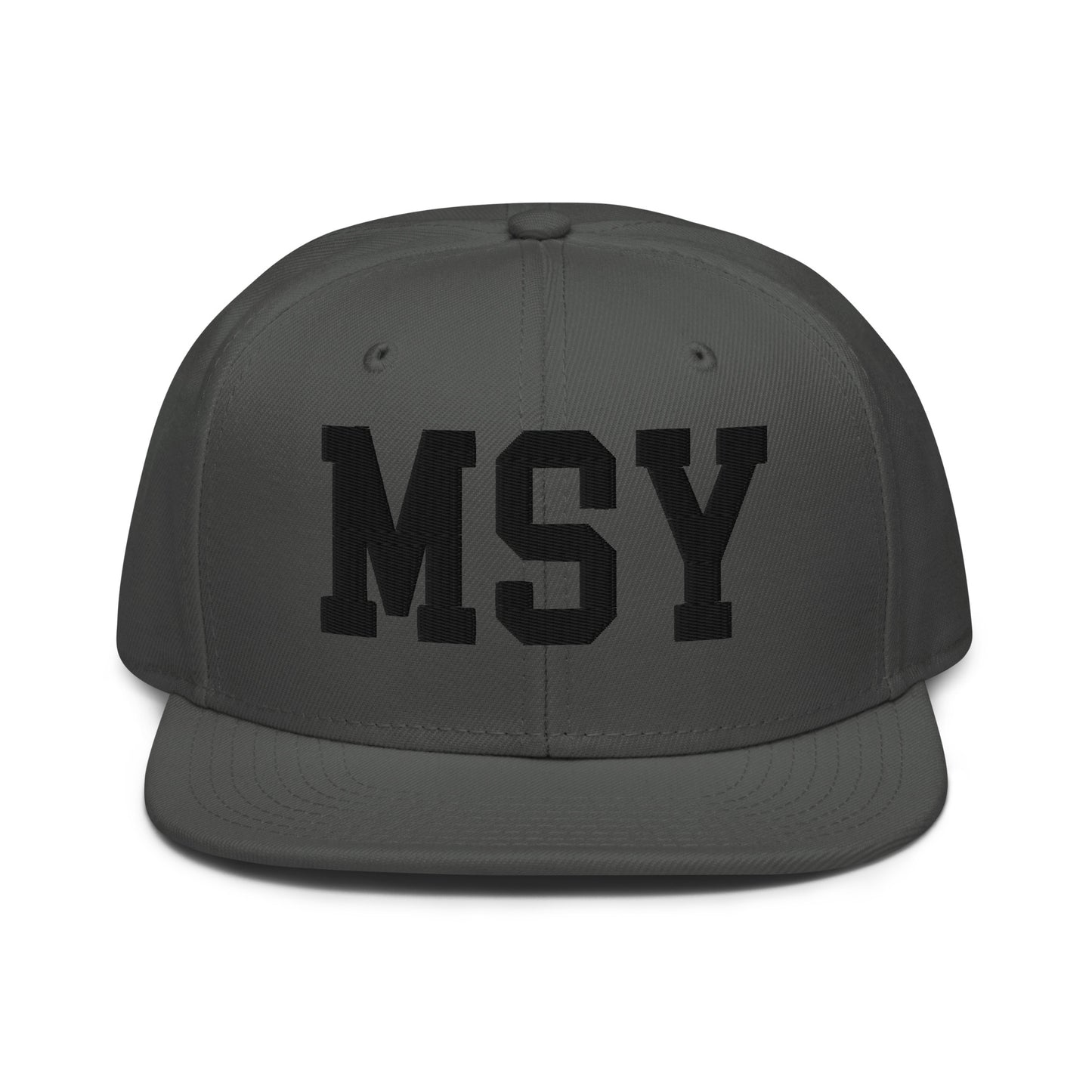 College-Style Wool-Blend Snapback Hat • Black • MSY New Orleans • YHM Designs - Image 15