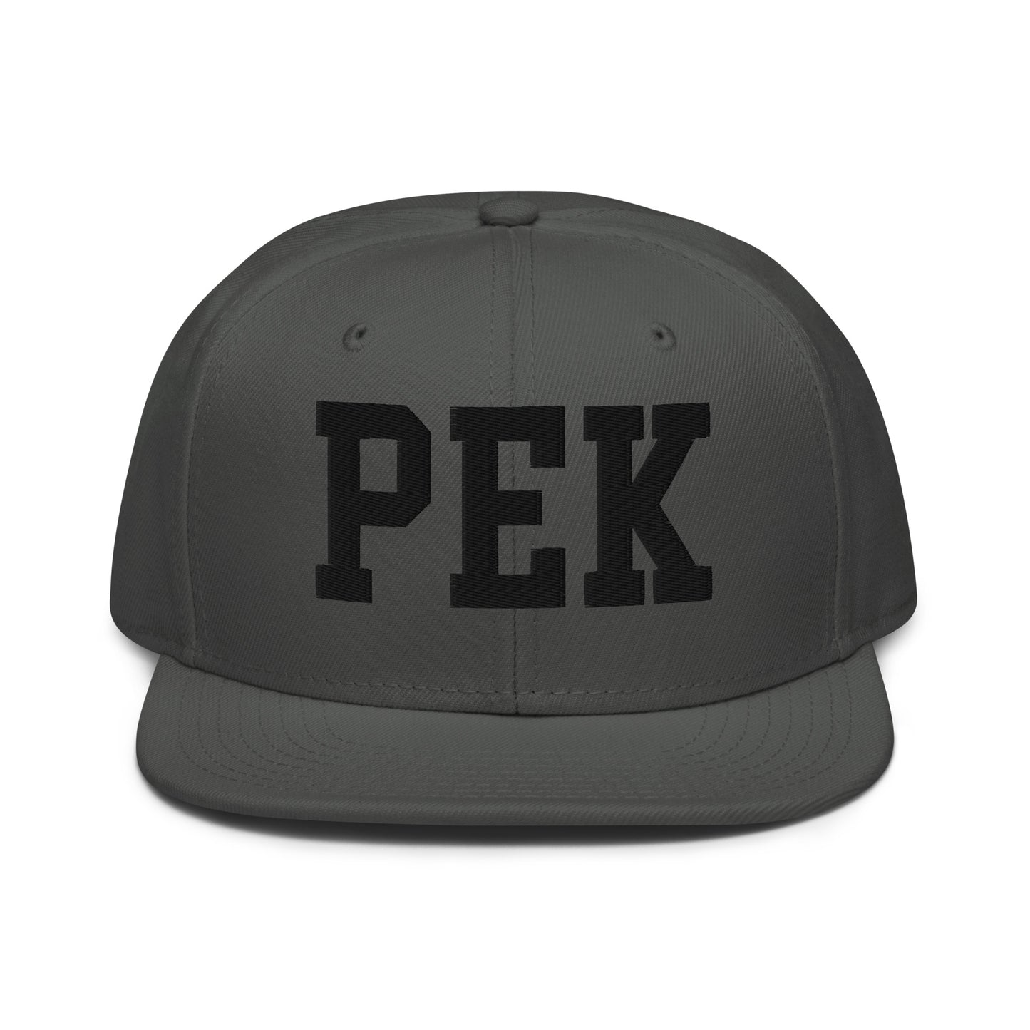 College-Style Wool-Blend Snapback Hat • Black • PEK Beijing • YHM Designs - Image 15