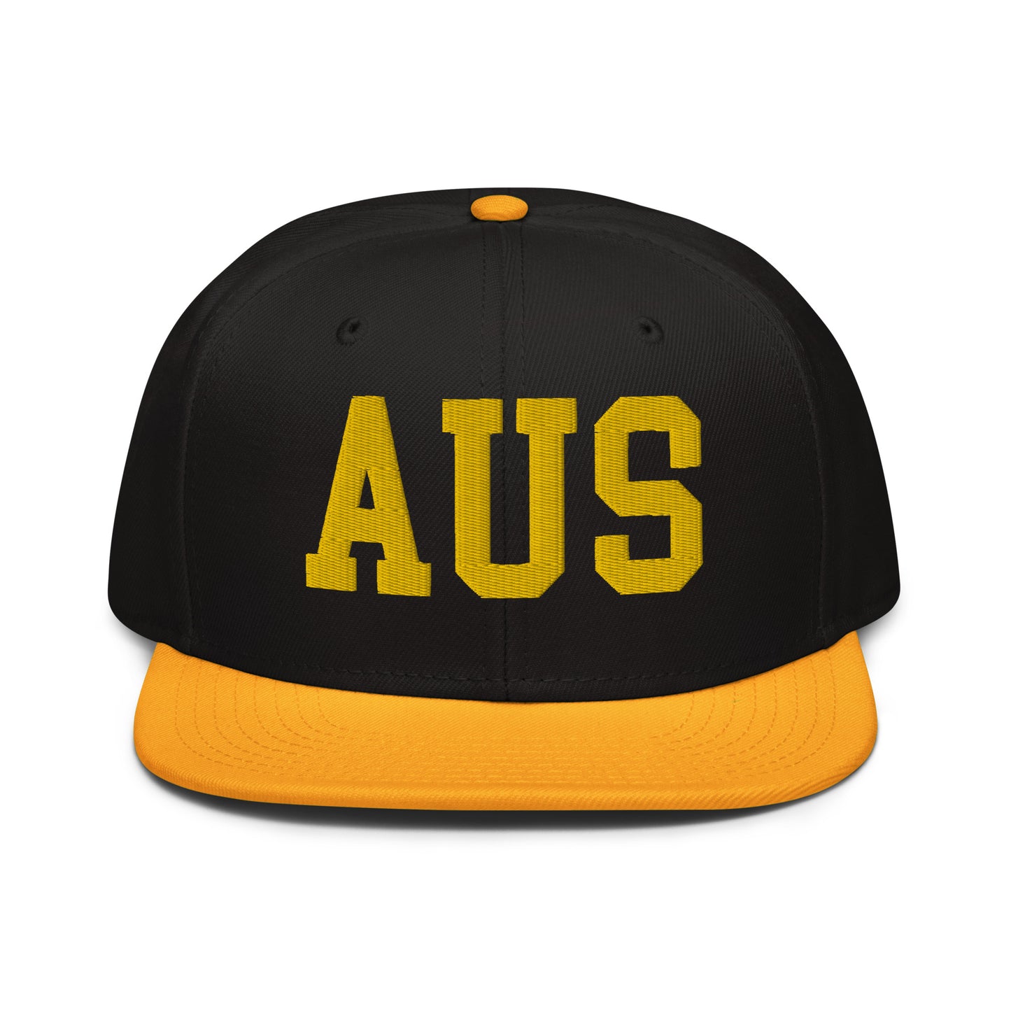 College-Style Wool-Blend Snapback Hat • Gold • AUS Austin • YHM Designs - Image 07