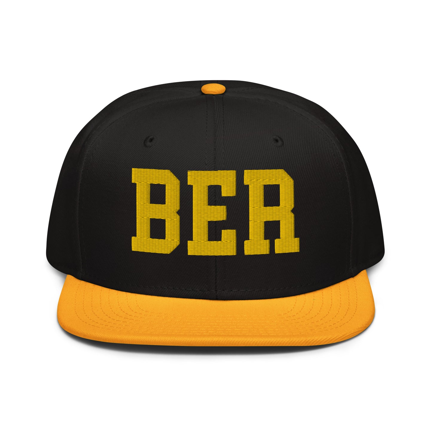 College-Style Wool-Blend Snapback Hat • Gold • BER Berlin • YHM Designs - Image 07