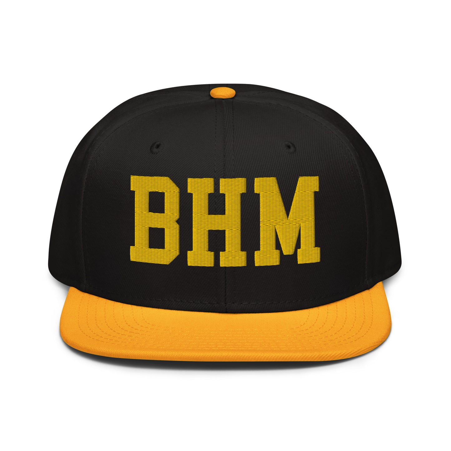College-Style Wool-Blend Snapback Hat • Gold • BHM Birmingham • YHM Designs - Image 07