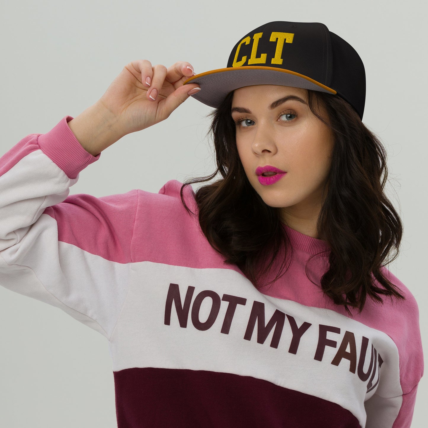 College-Style Wool-Blend Snapback Hat • Gold • CLT Charlotte • YHM Designs - Image 05