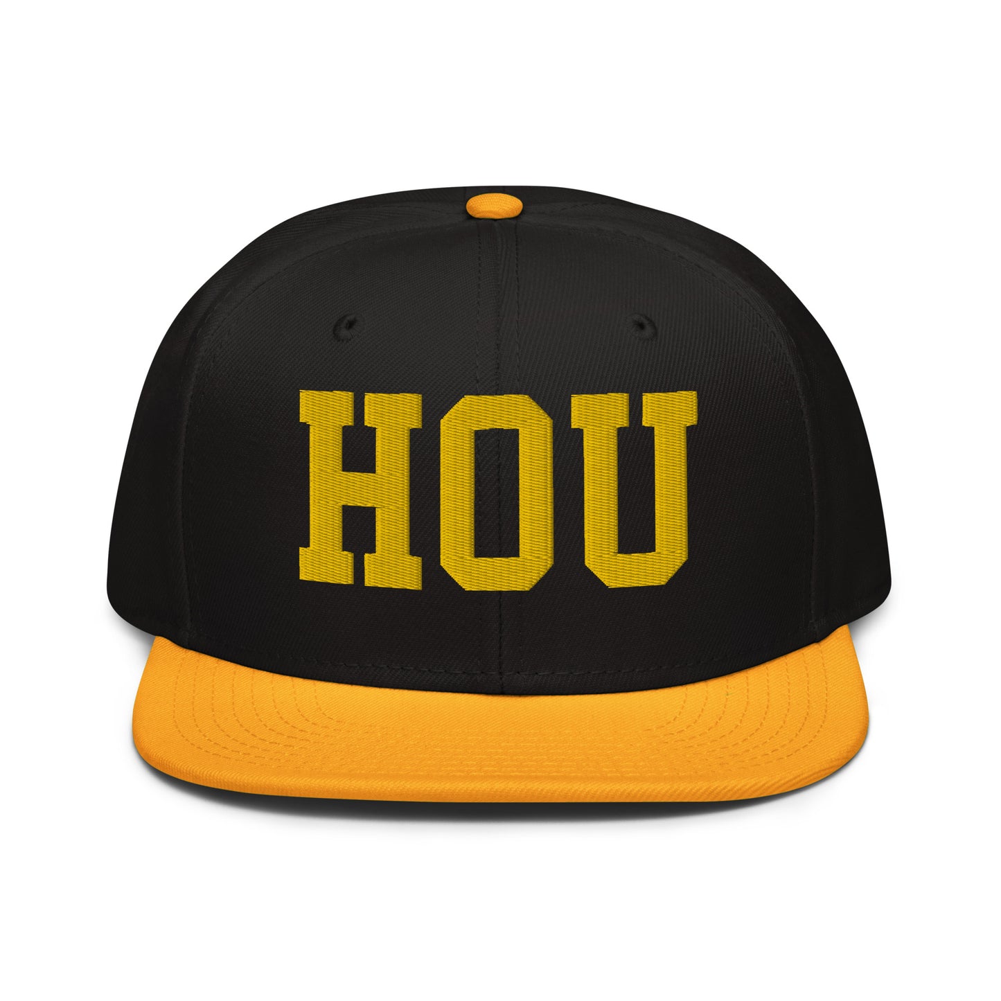 College-Style Wool-Blend Snapback Hat • Gold • HOU Houston • YHM Designs - Image 07
