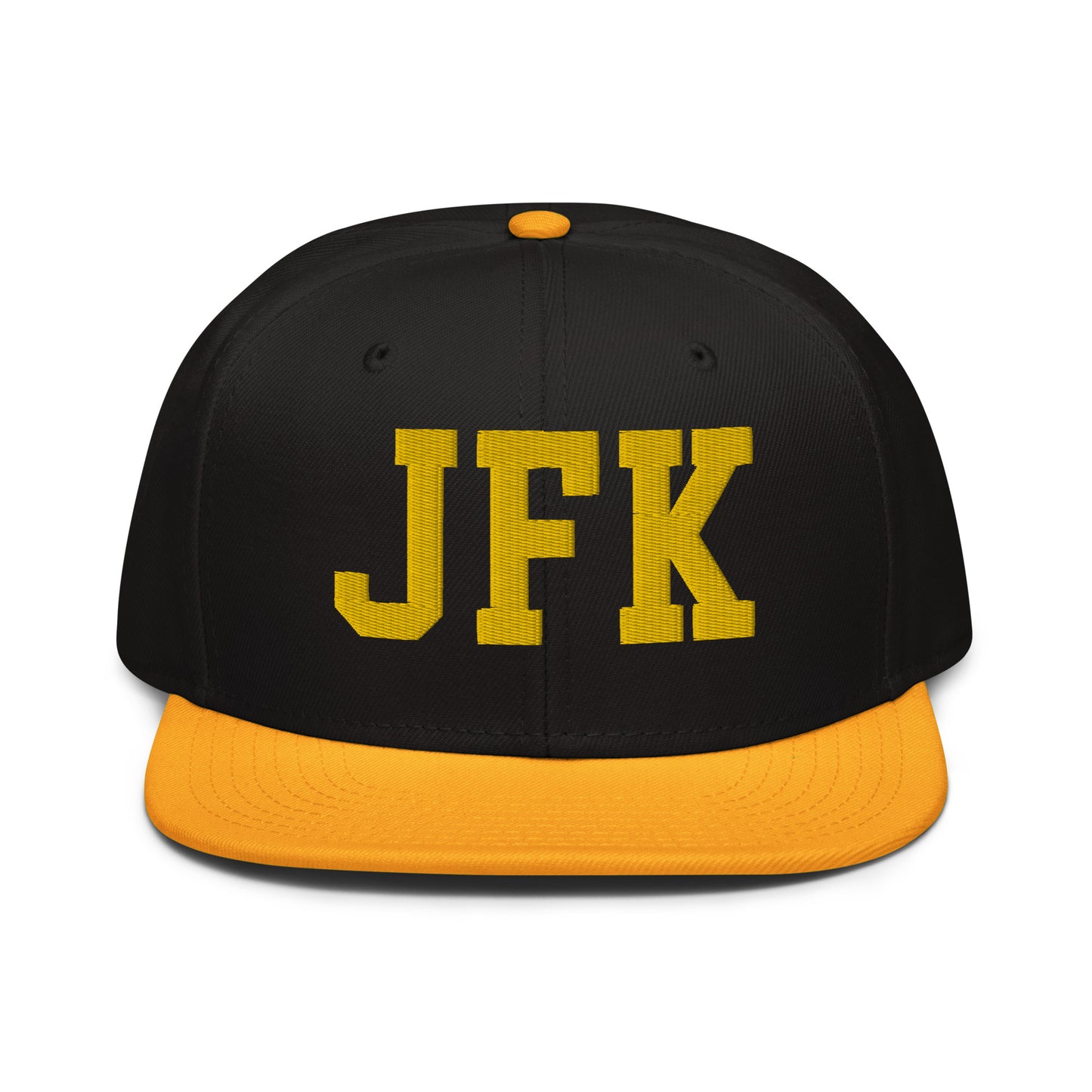College-Style Wool-Blend Snapback Hat • Gold • JFK New York City • YHM Designs - Image 07