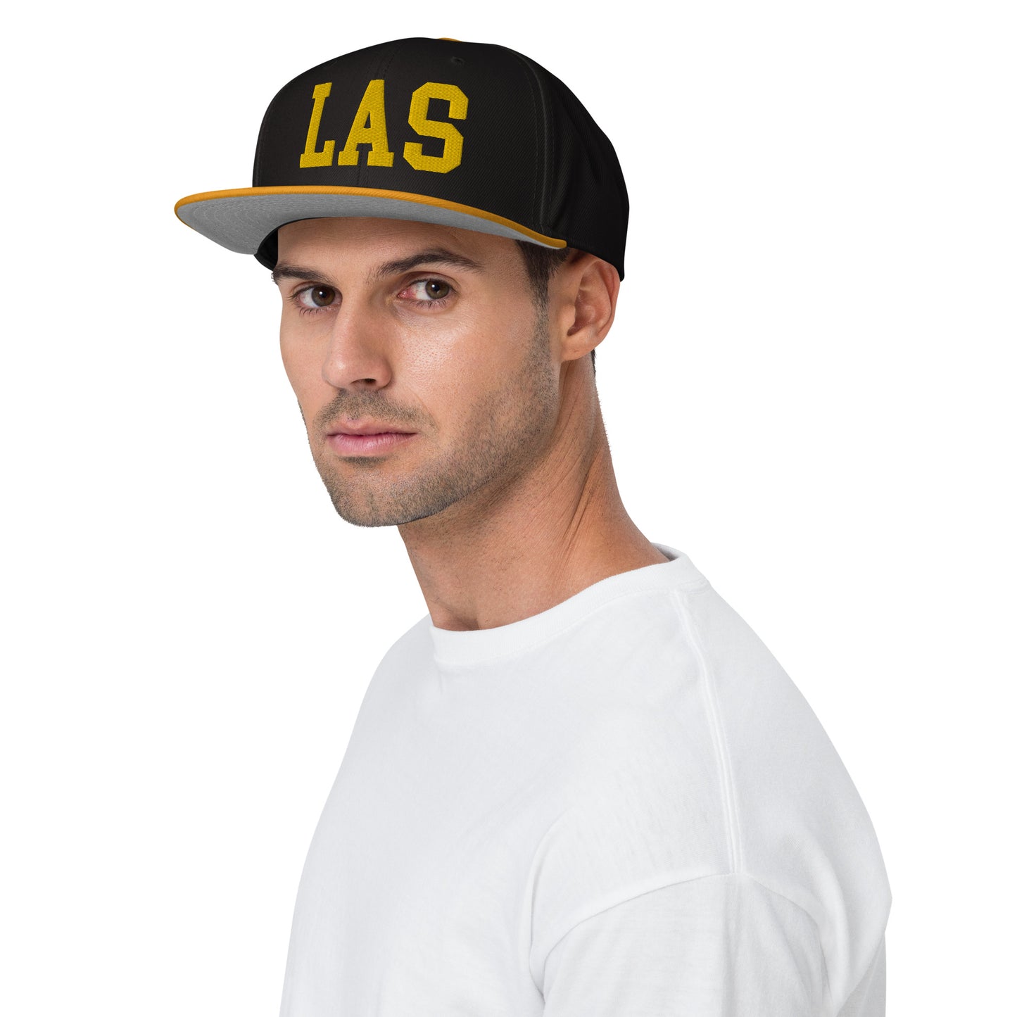 College-Style Wool-Blend Snapback Hat • Gold • LAS Las Vegas • YHM Designs - Image 03