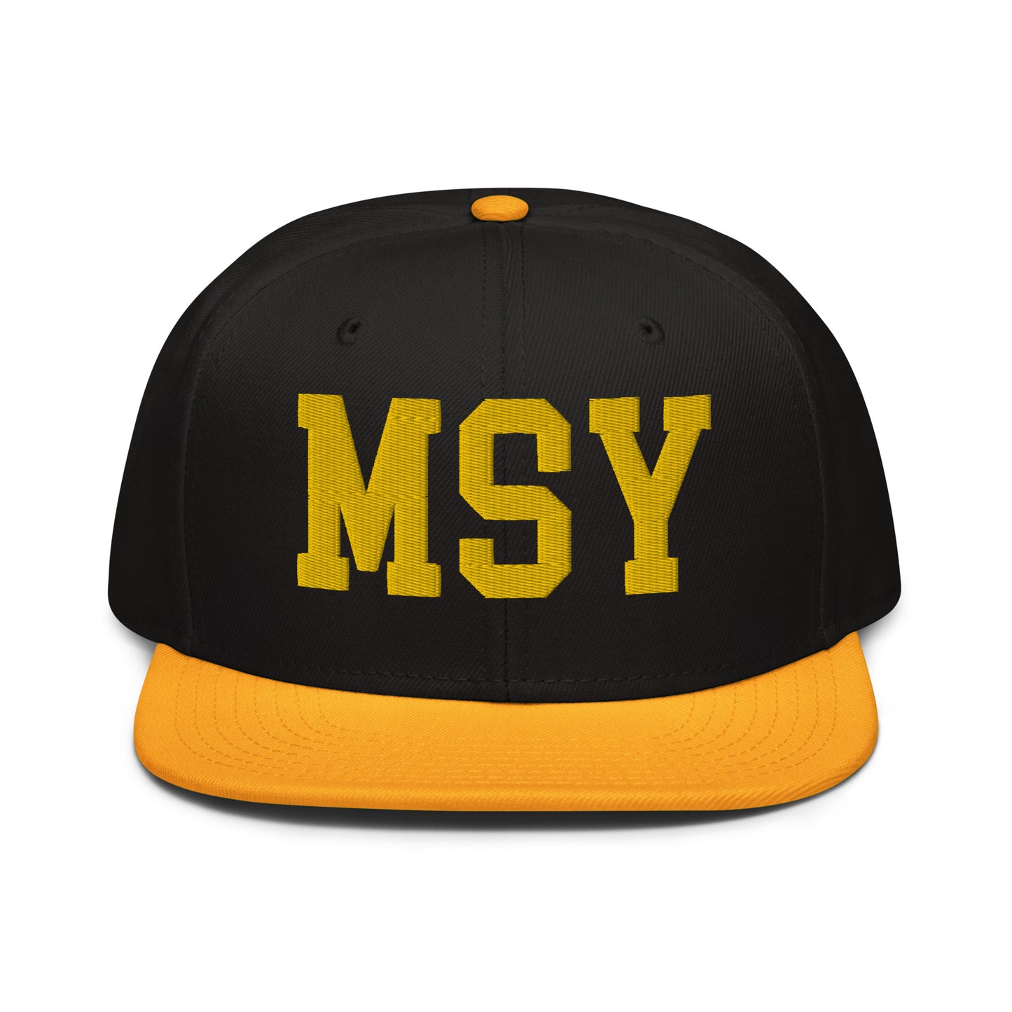 College-Style Wool-Blend Snapback Hat • Gold • MSY New Orleans • YHM Designs - Image 07