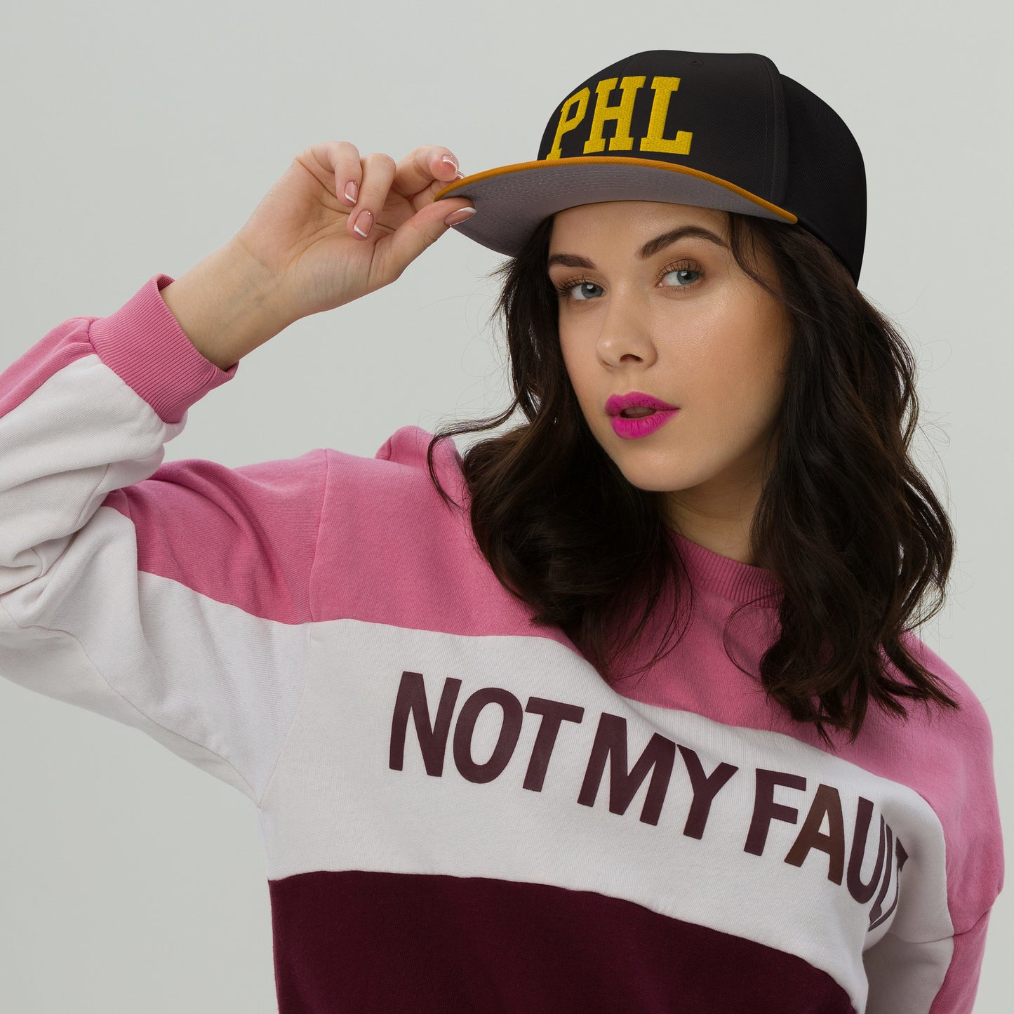 College-Style Wool-Blend Snapback Hat • Gold • PHL Philadelphia • YHM Designs - Image 05