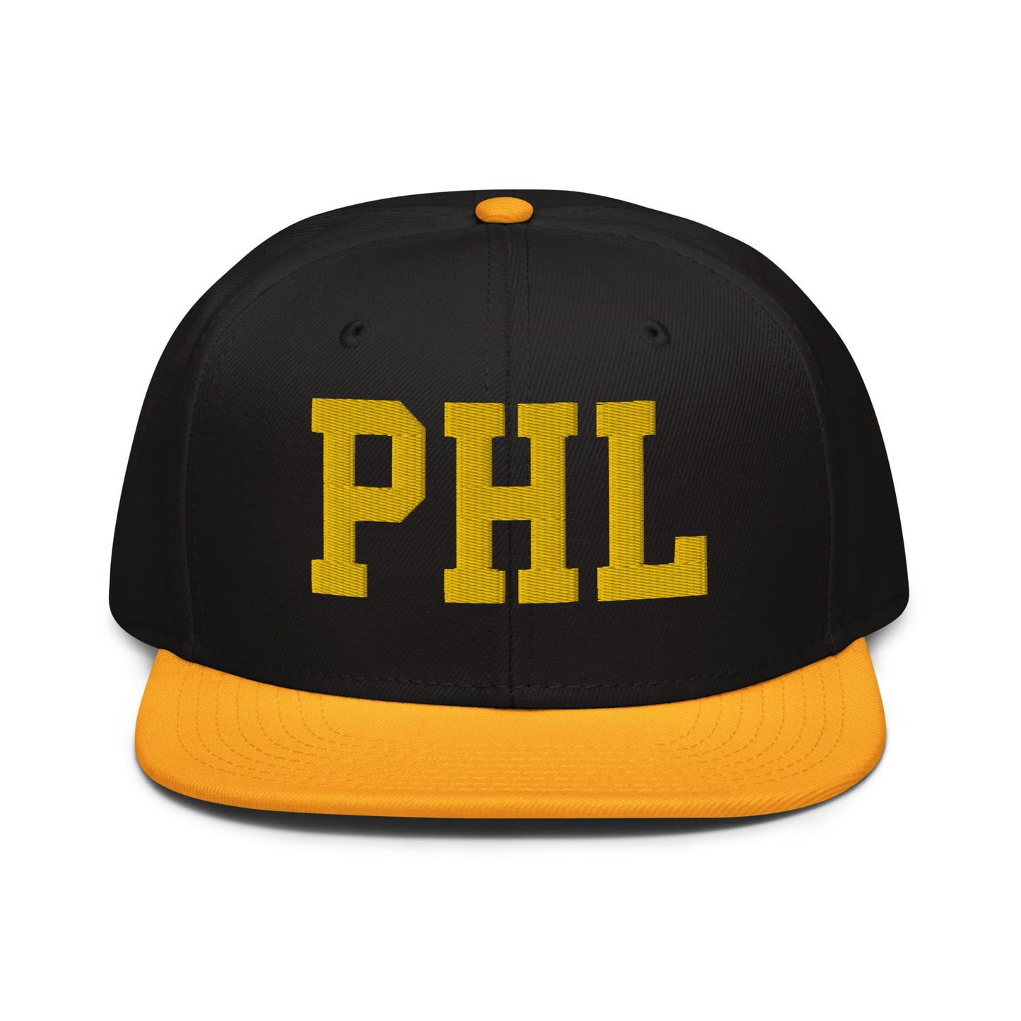 College-Style Wool-Blend Snapback Hat • Gold • PHL Philadelphia • YHM Designs - Image 07