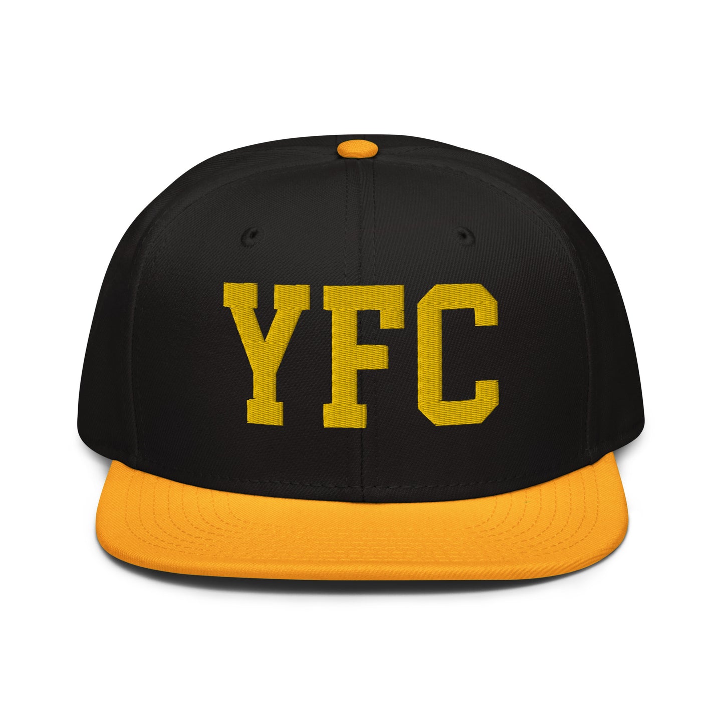 College-Style Wool-Blend Snapback Hat • Gold • YFC Fredericton • YHM Designs - Image 07