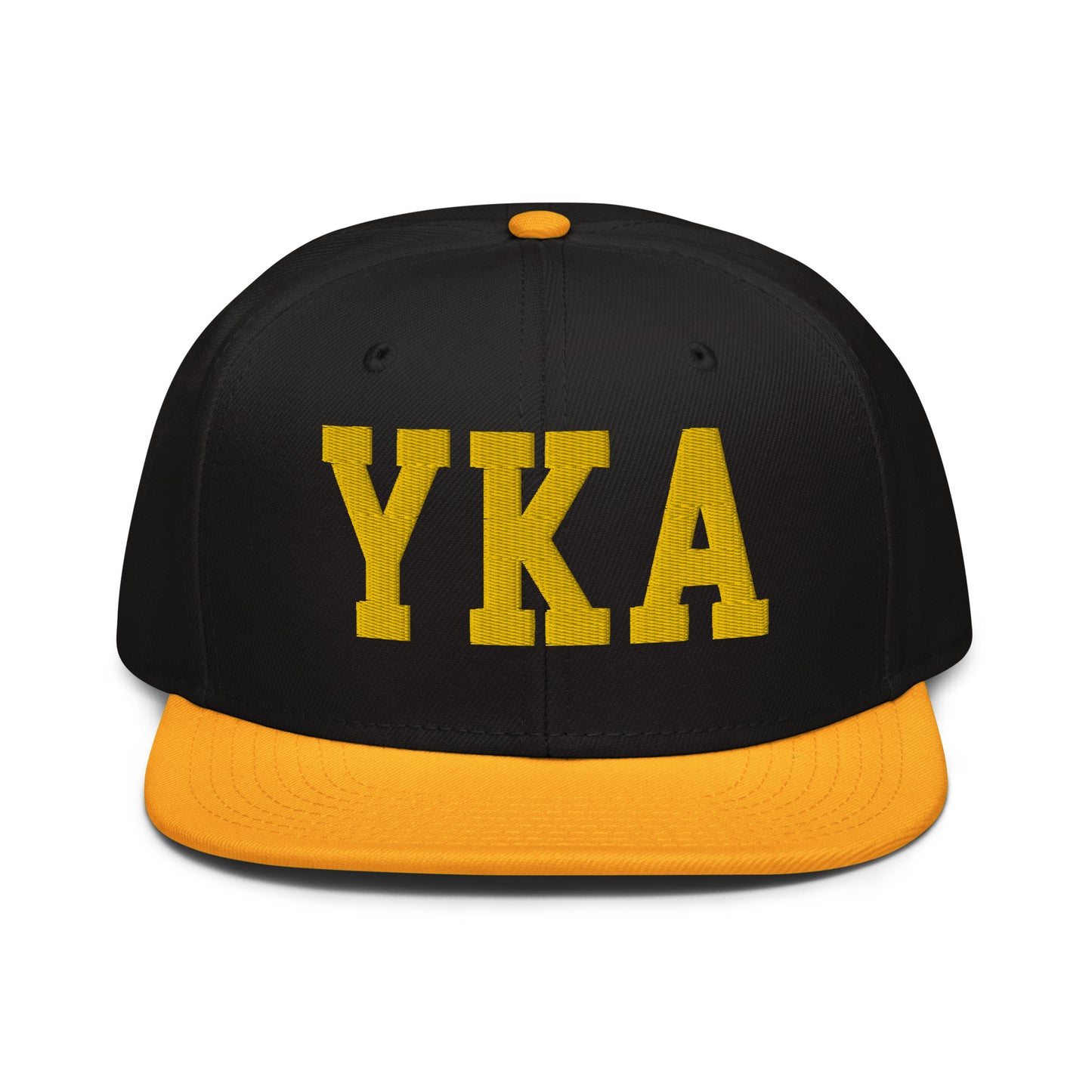 College-Style Wool-Blend Snapback Hat • Gold • YKA Kamloops • YHM Designs - Image 07