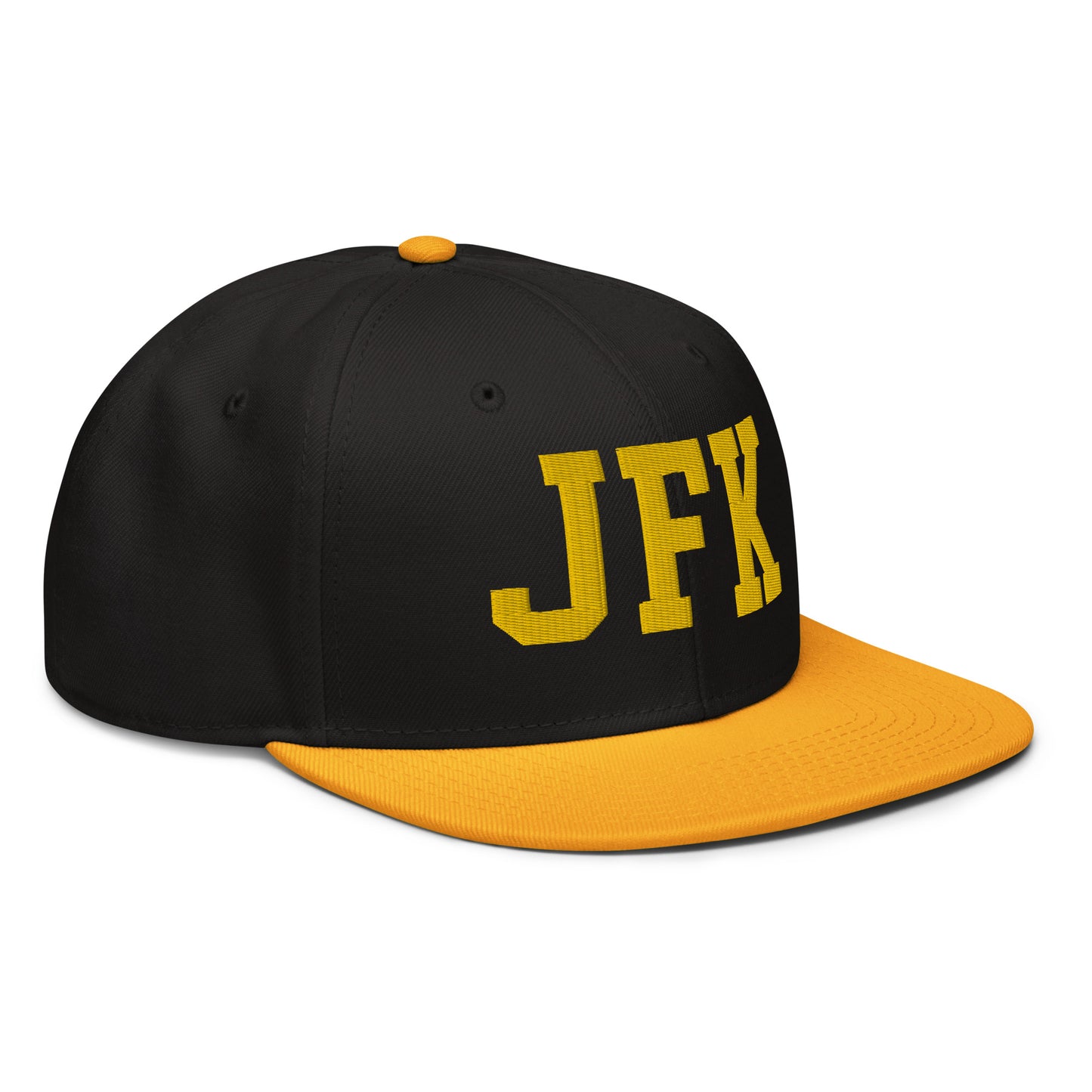 College-Style Wool-Blend Snapback Hat • Gold • JFK New York City • YHM Designs - Image 10