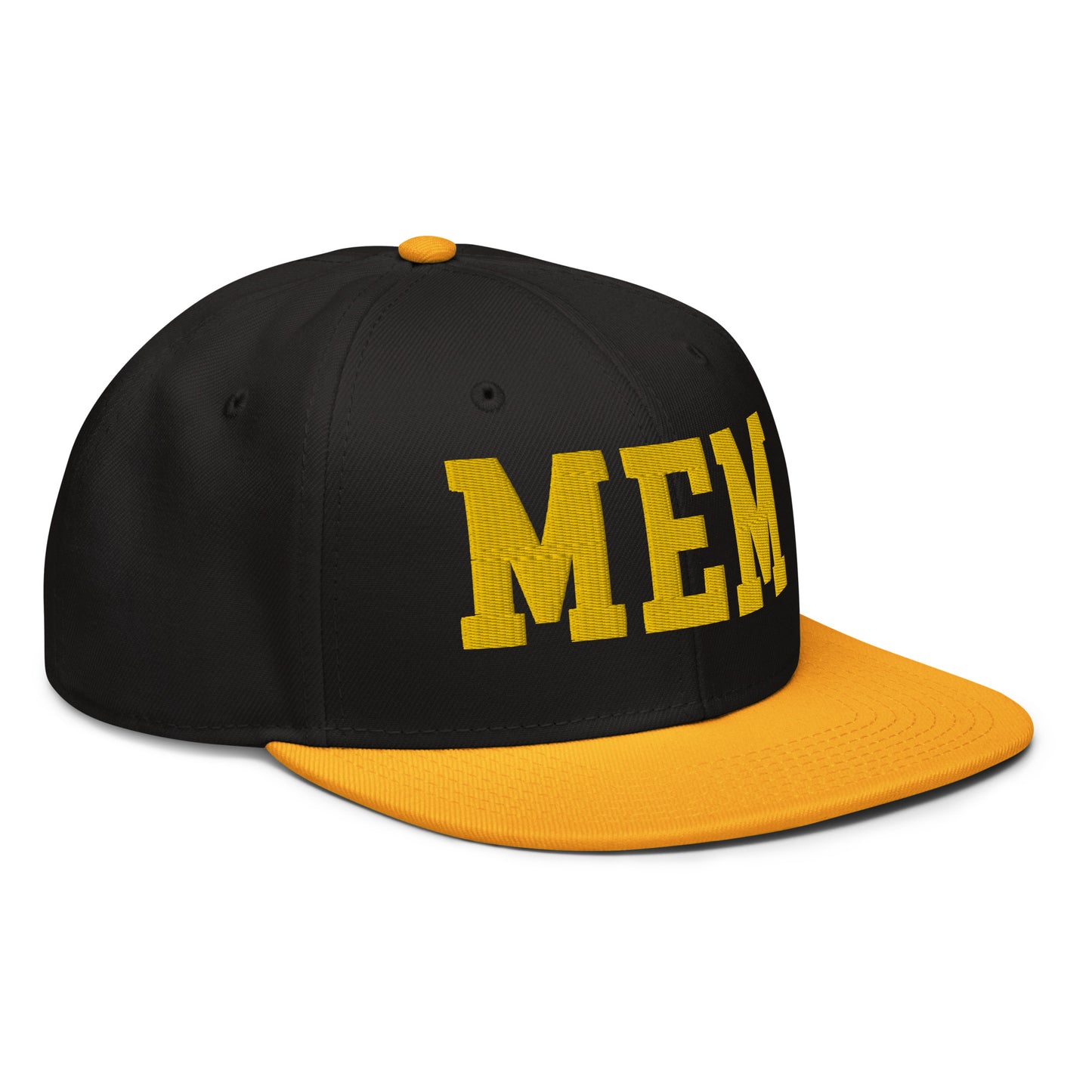 College-Style Wool-Blend Snapback Hat • Gold • MEM Memphis • YHM Designs - Image 10
