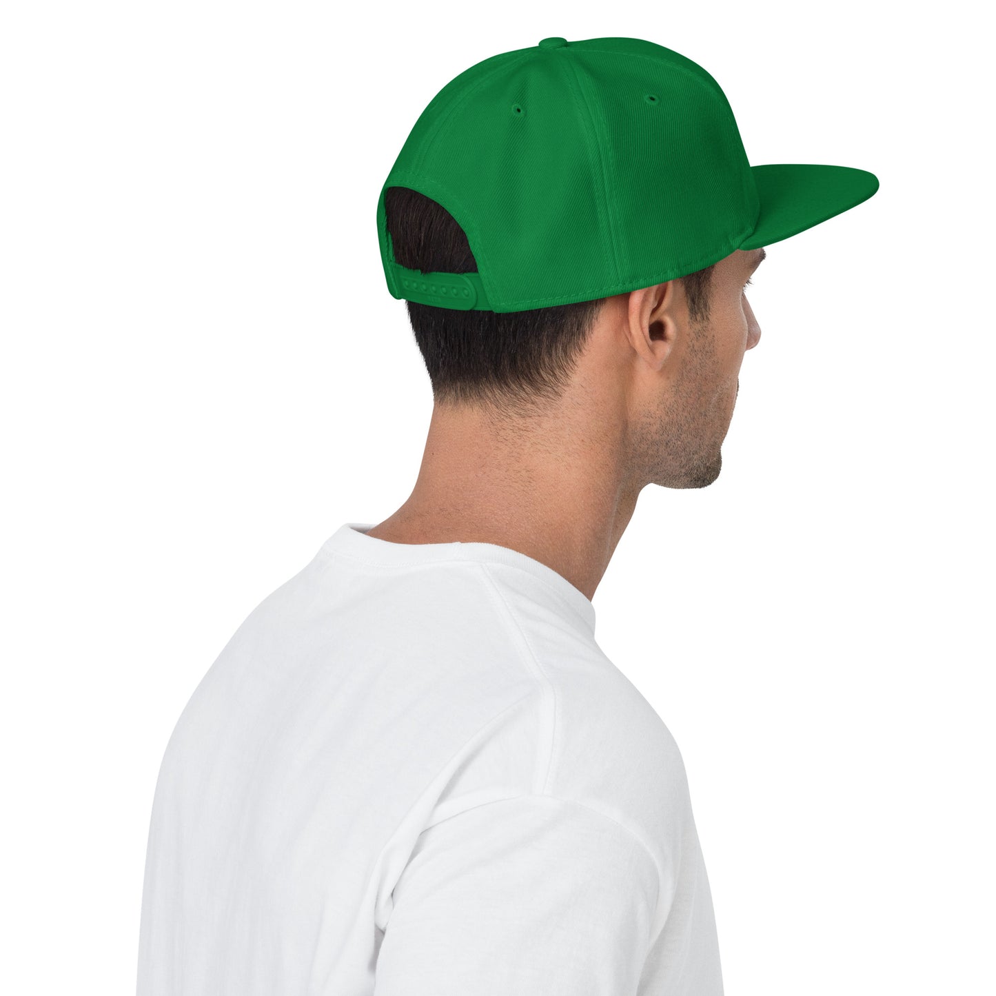 College-Style Wool-Blend Snapback Hat • Kelly Green • YKA Kamloops • YHM Designs - Image 02