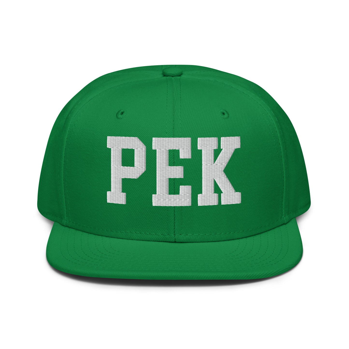 College-Style Wool-Blend Snapback Hat • White • PEK Beijing • YHM Designs - Image 18