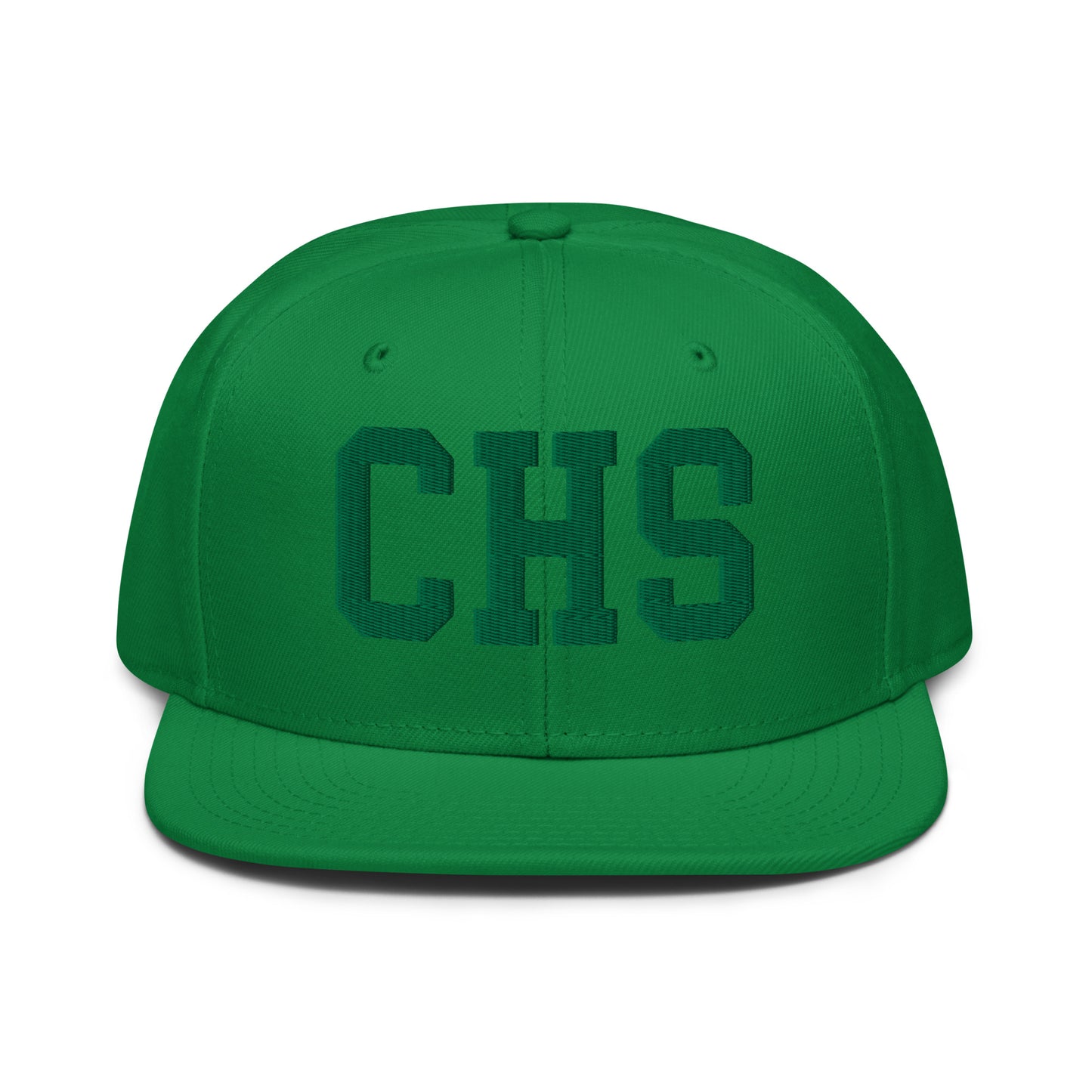 College-Style Wool-Blend Snapback Hat • Kelly Green • CHS Charleston • YHM Designs - Image 07
