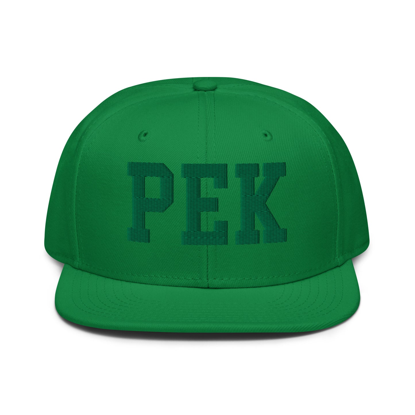 College-Style Wool-Blend Snapback Hat • Kelly Green • PEK Beijing • YHM Designs - Image 07