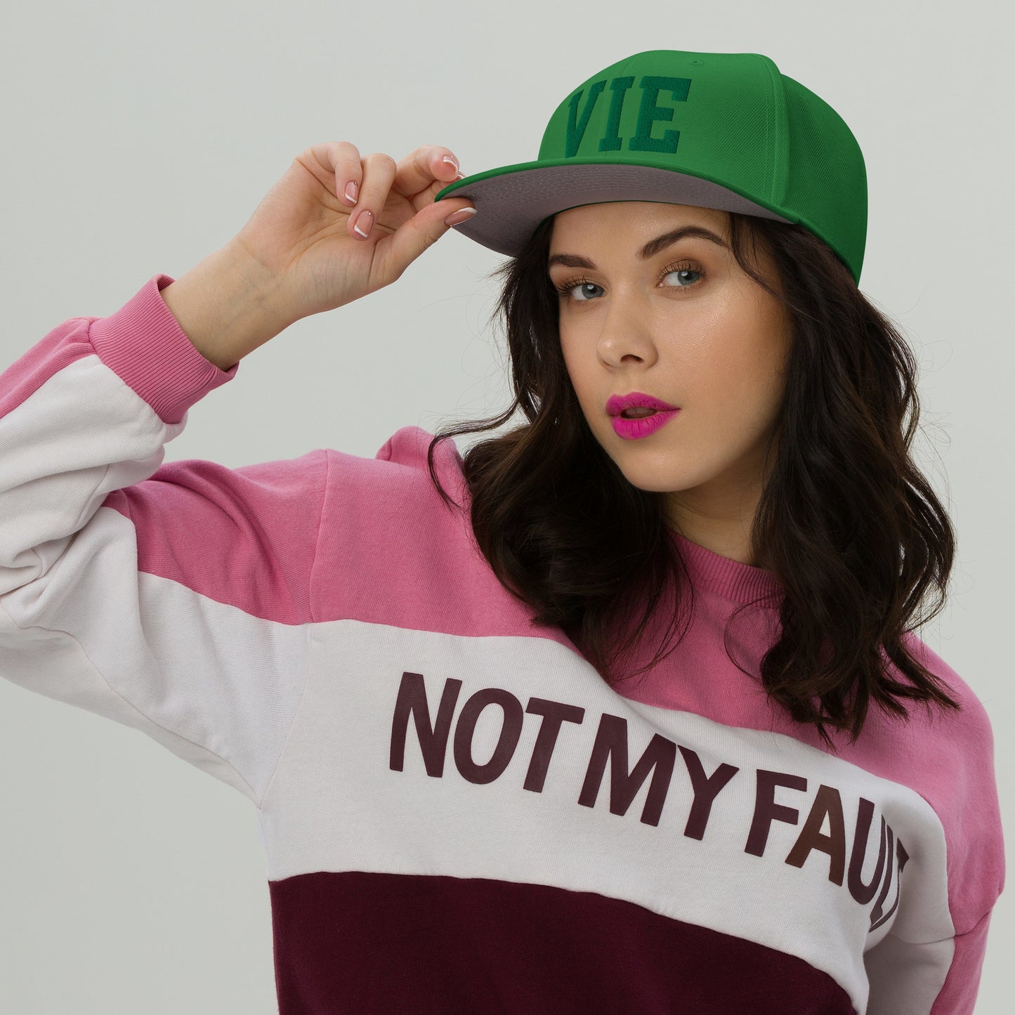College-Style Wool-Blend Snapback Hat • Kelly Green • VIE Vienna • YHM Designs - Image 05