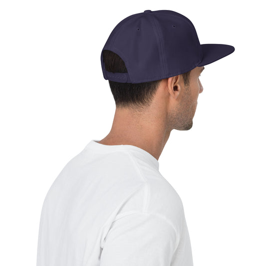 College-Style Wool-Blend Snapback Hat • Navy Blue • AUS Austin • YHM Designs - Image 02