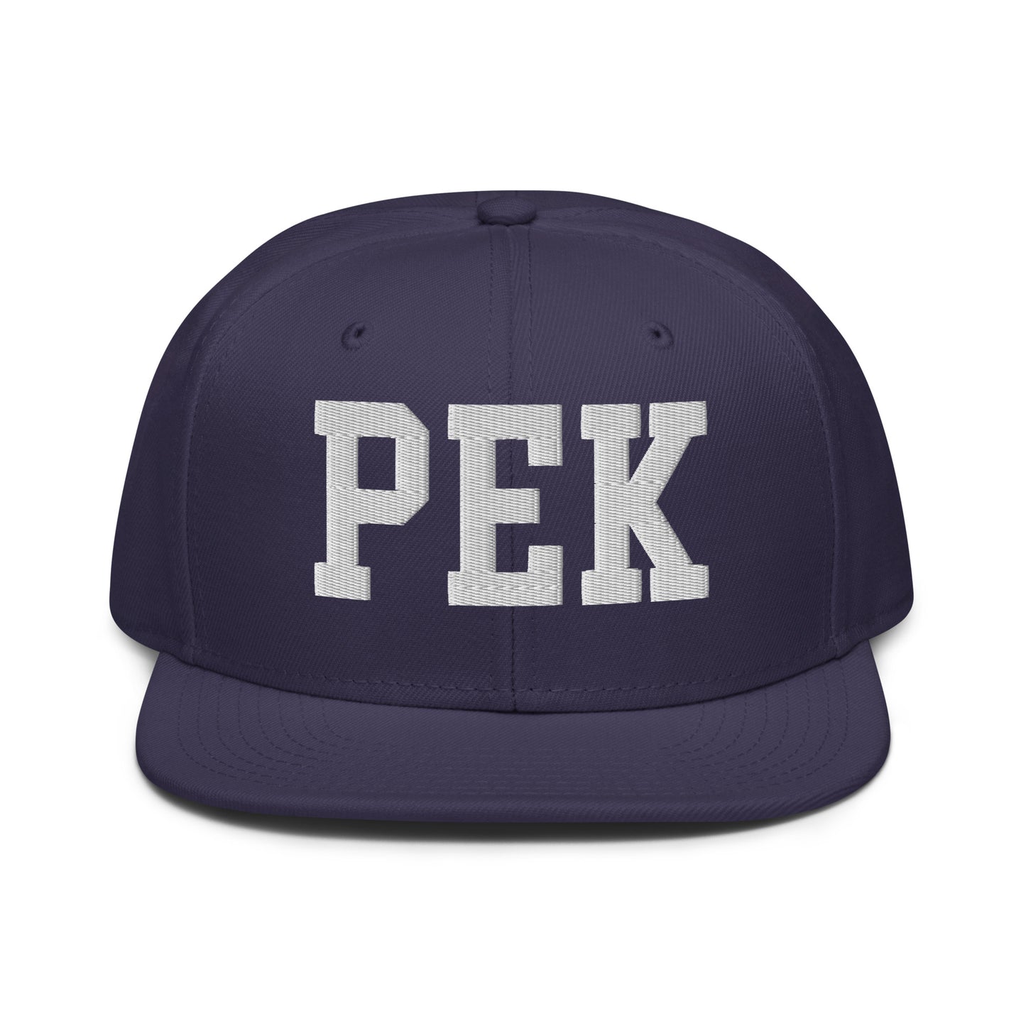 College-Style Wool-Blend Snapback Hat • White • PEK Beijing • YHM Designs - Image 10