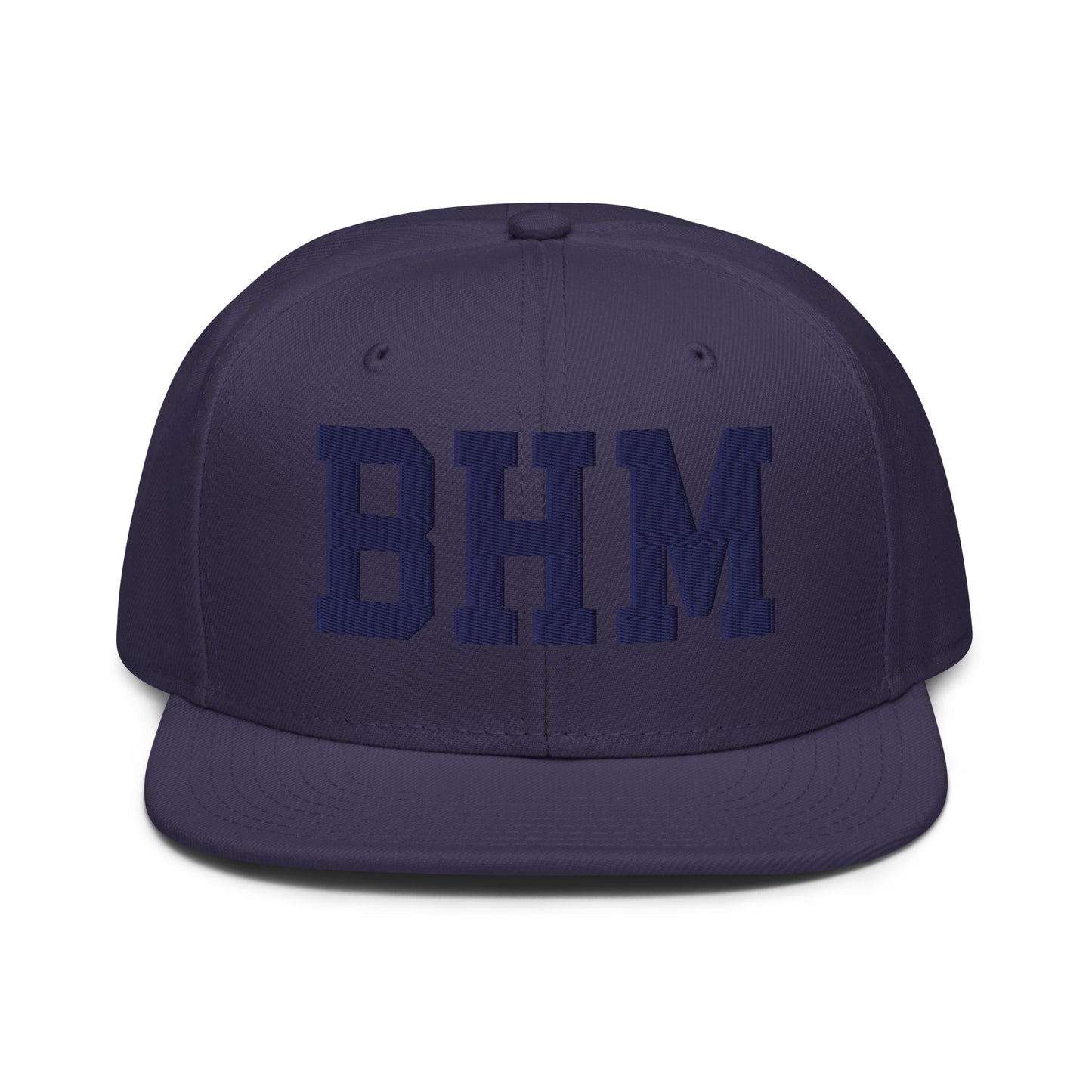 College-Style Wool-Blend Snapback Hat • Navy Blue • BHM Birmingham • YHM Designs - Image 07