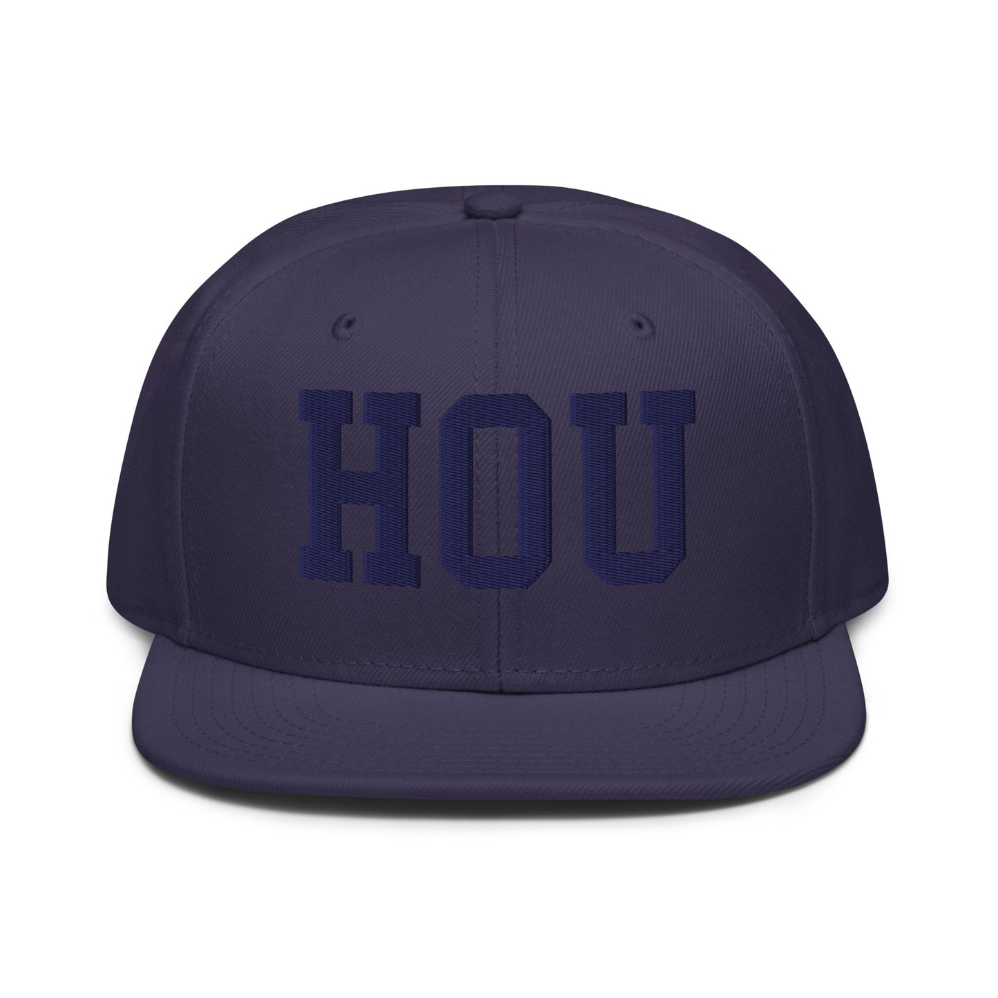 College-Style Wool-Blend Snapback Hat • Navy Blue • HOU Houston • YHM Designs - Image 07