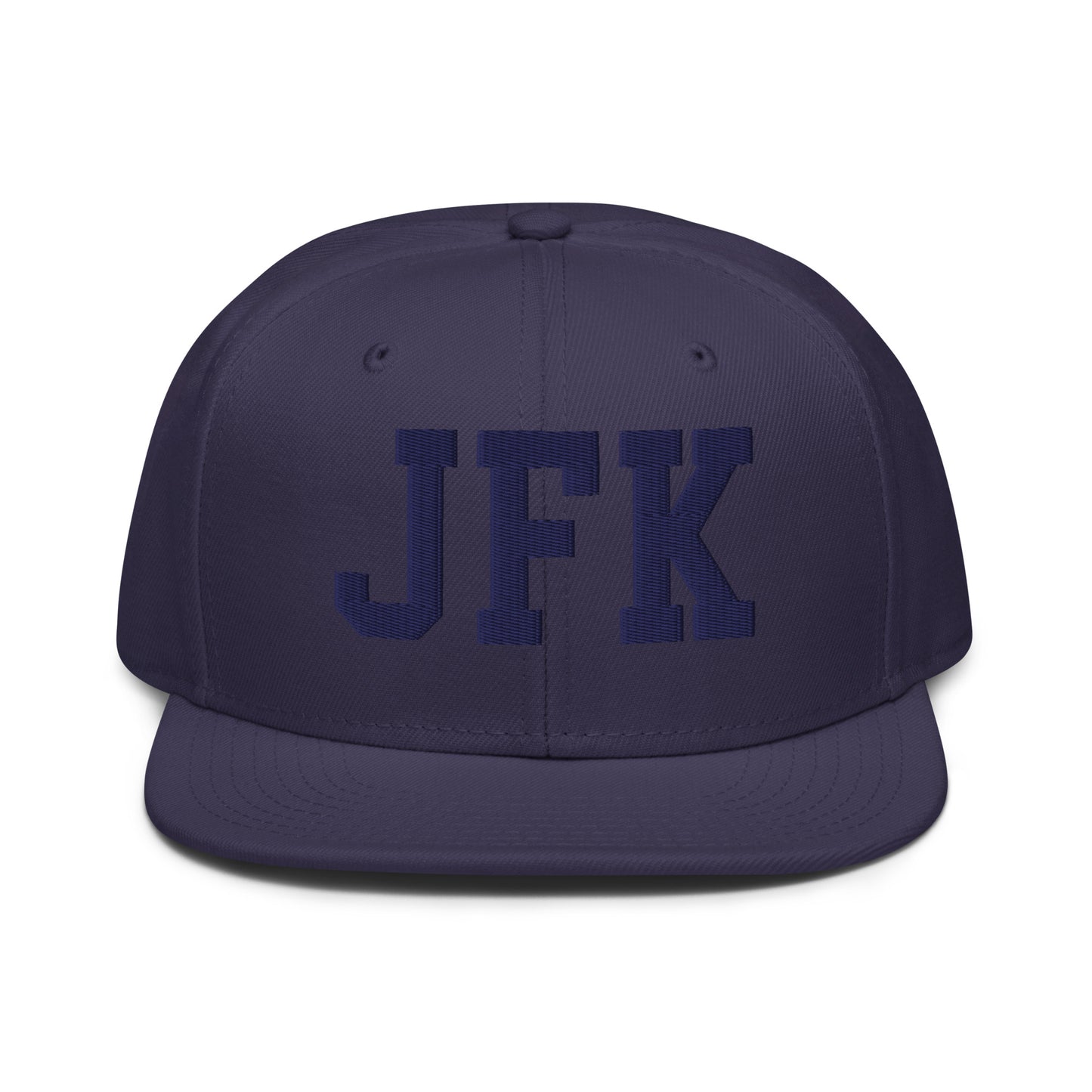 College-Style Wool-Blend Snapback Hat • Navy Blue • JFK New York City • YHM Designs - Image 07
