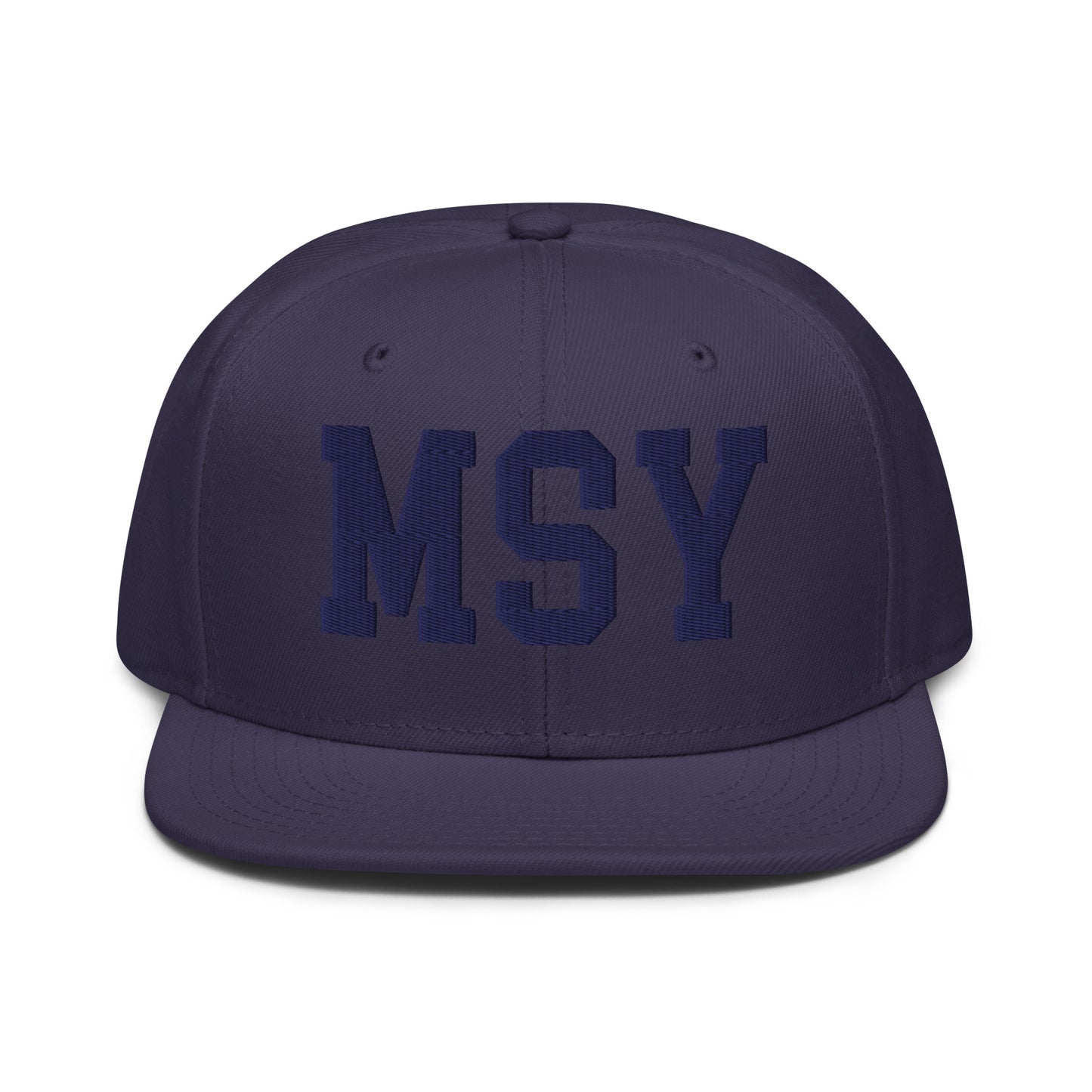 College-Style Wool-Blend Snapback Hat • Navy Blue • MSY New Orleans • YHM Designs - Image 07