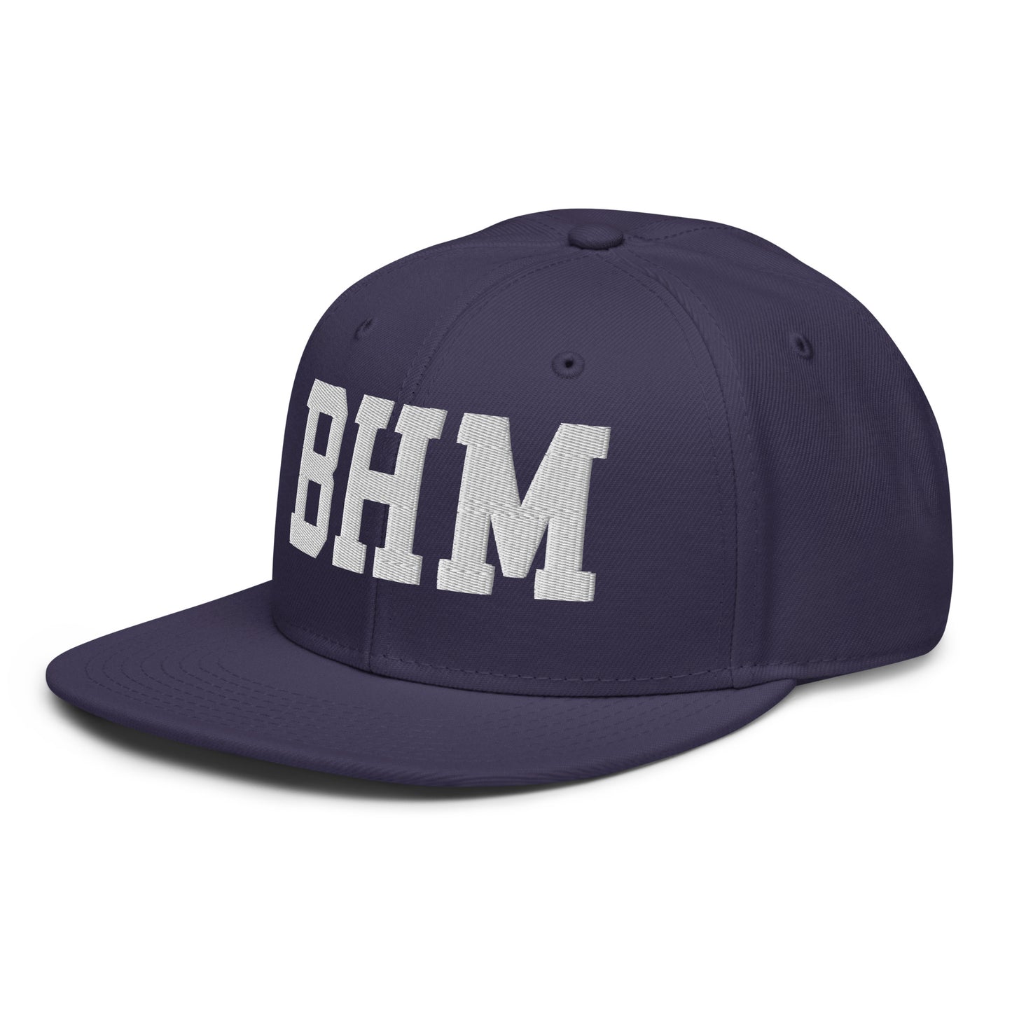 College-Style Wool-Blend Snapback Hat • White • BHM Birmingham • YHM Designs - Image 12