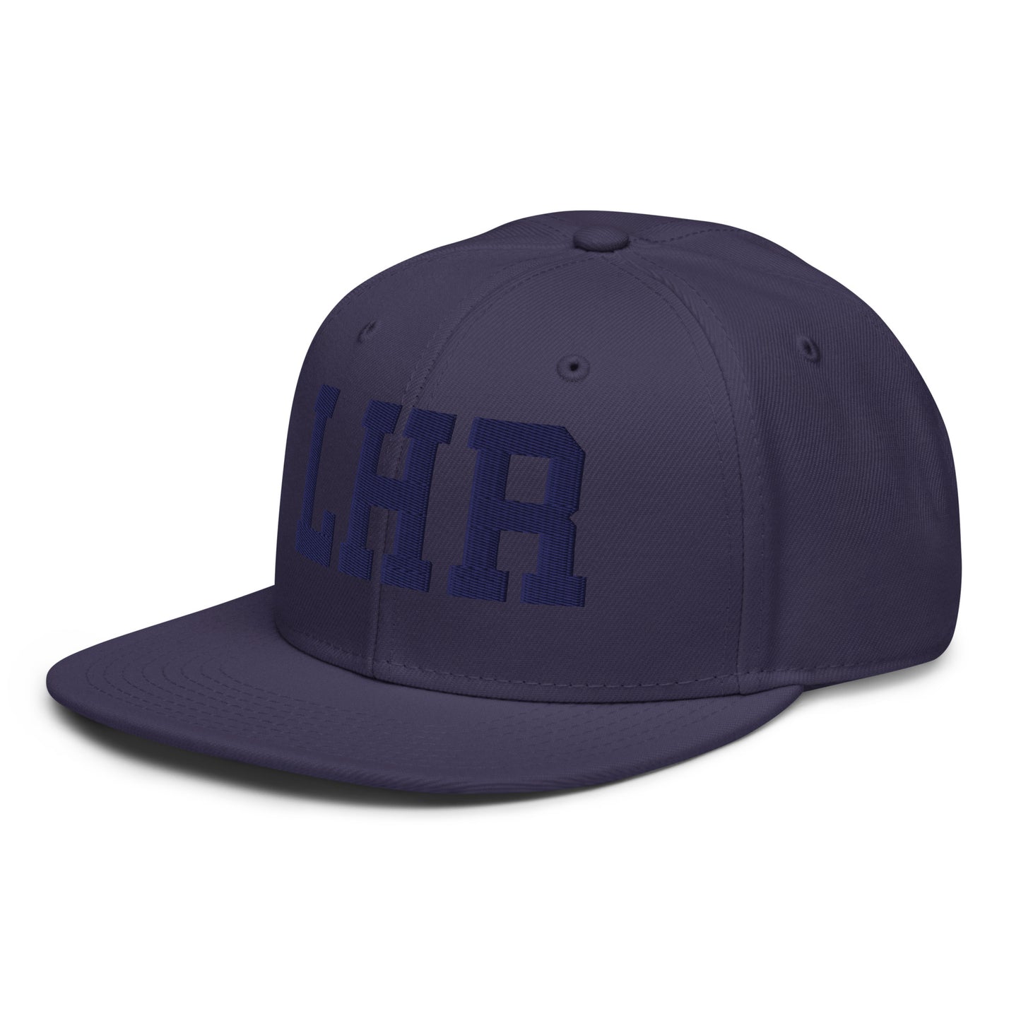 College-Style Wool-Blend Snapback Hat • Navy Blue • LHR London • YHM Designs - Image 01