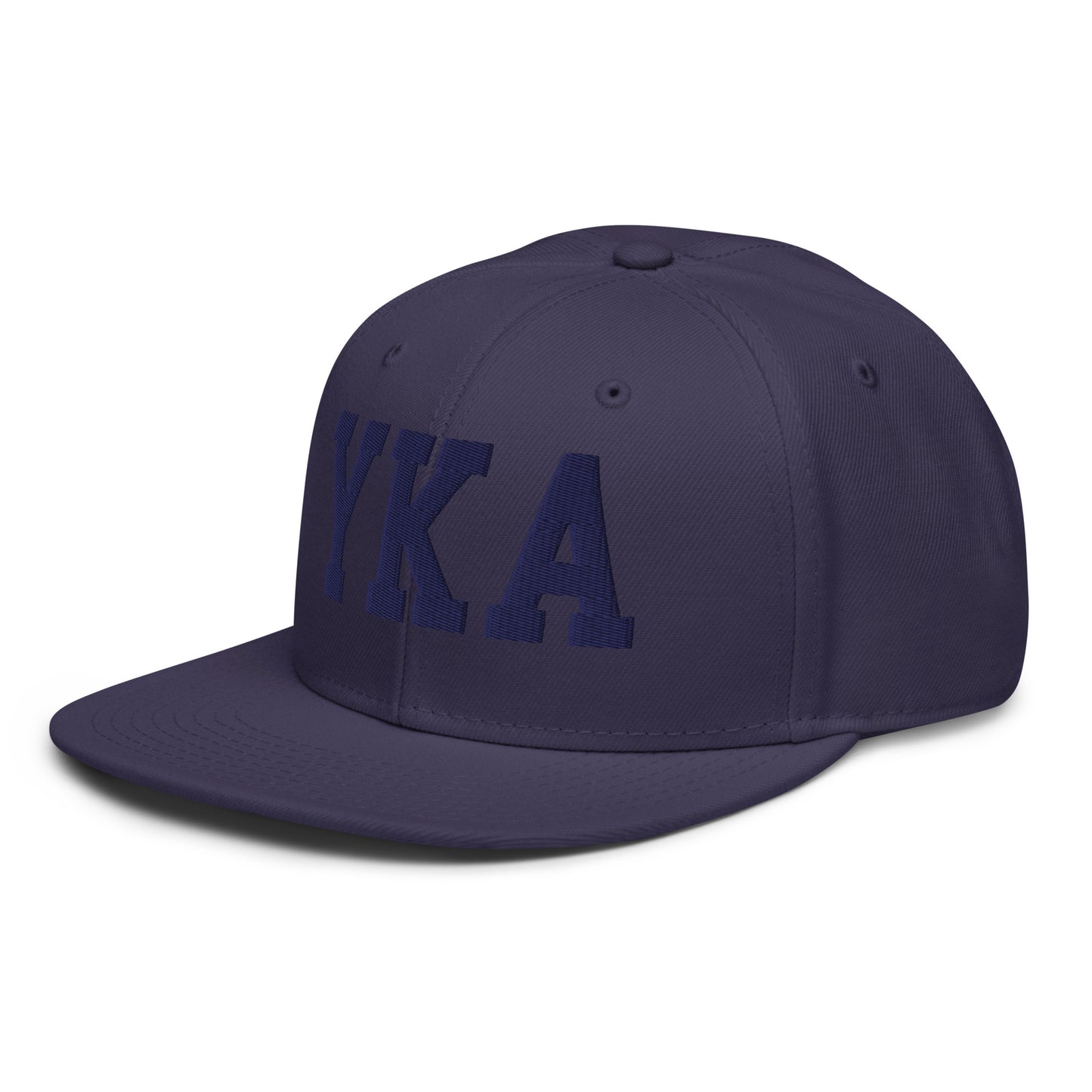 College-Style Wool-Blend Snapback Hat • Navy Blue • YKA Kamloops • YHM Designs - Image 01