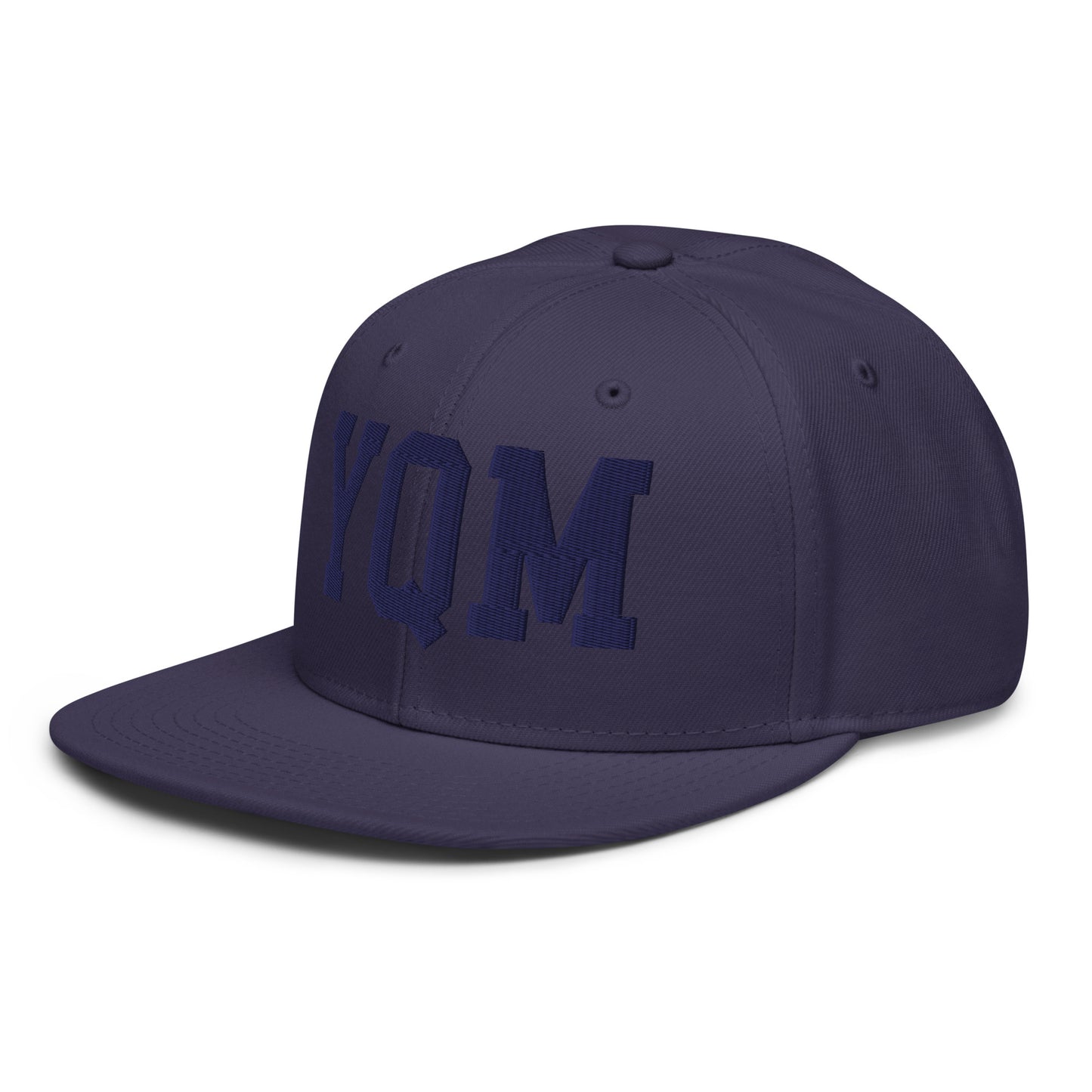 College-Style Wool-Blend Snapback Hat • Navy Blue • YQM Moncton • YHM Designs - Image 01