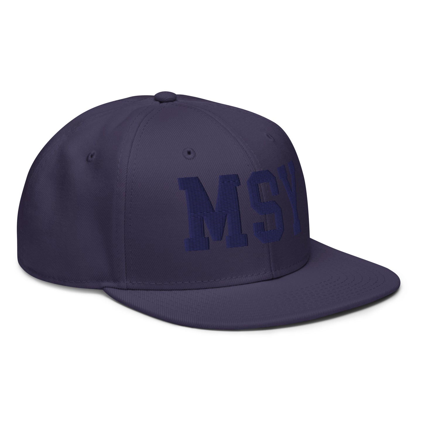 College-Style Wool-Blend Snapback Hat • Navy Blue • MSY New Orleans • YHM Designs - Image 10