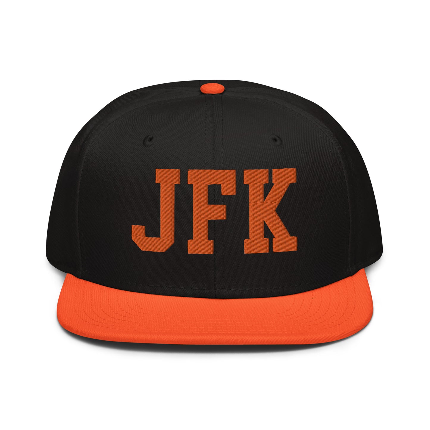 College-Style Wool-Blend Snapback Hat • Orange • JFK New York City • YHM Designs - Image 07