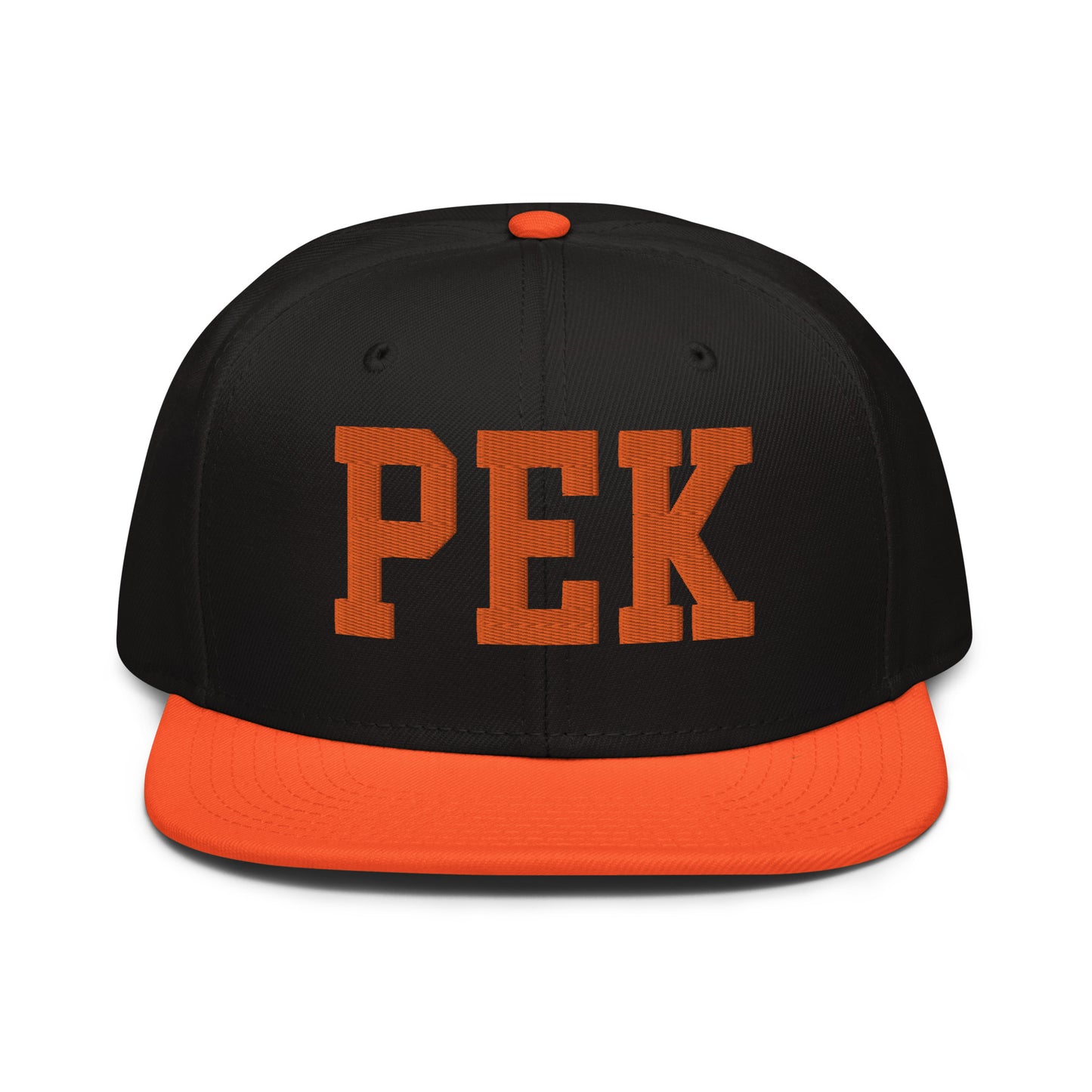 College-Style Wool-Blend Snapback Hat • Orange • PEK Beijing • YHM Designs - Image 07