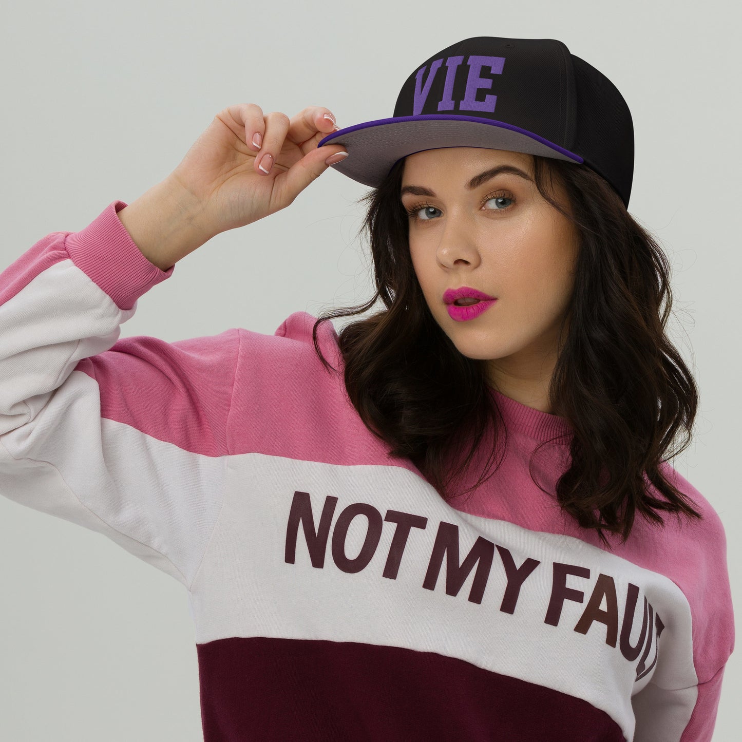 College-Style Wool-Blend Snapback Hat • Purple • VIE Vienna • YHM Designs - Image 05