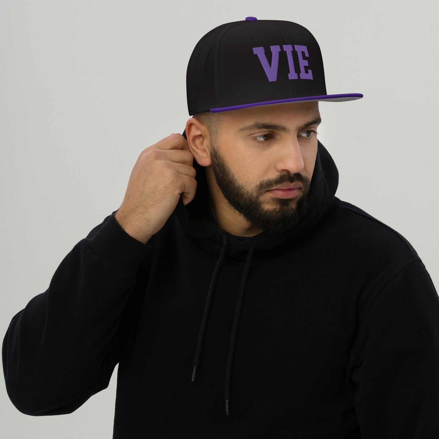 College-Style Wool-Blend Snapback Hat • Purple • VIE Vienna • YHM Designs - Image 06