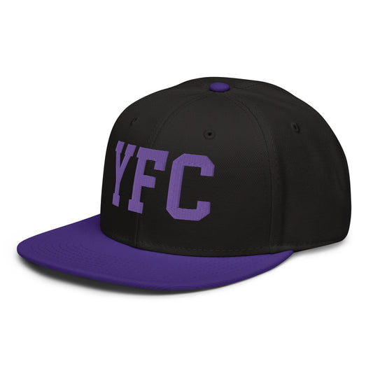College-Style Wool-Blend Snapback Hat • Purple • YFC Fredericton • YHM Designs - Image 01