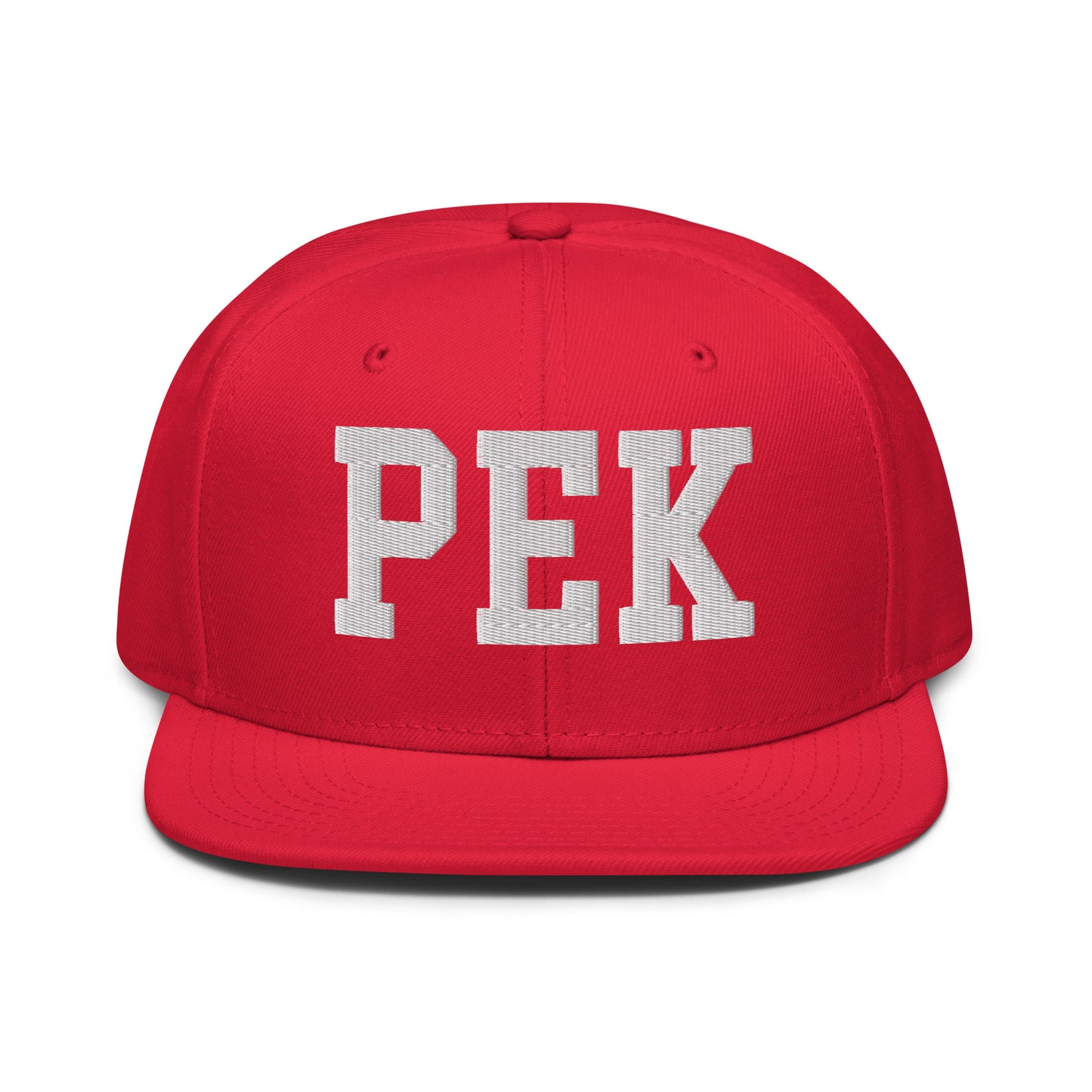 College-Style Wool-Blend Snapback Hat • White • PEK Beijing • YHM Designs - Image 14