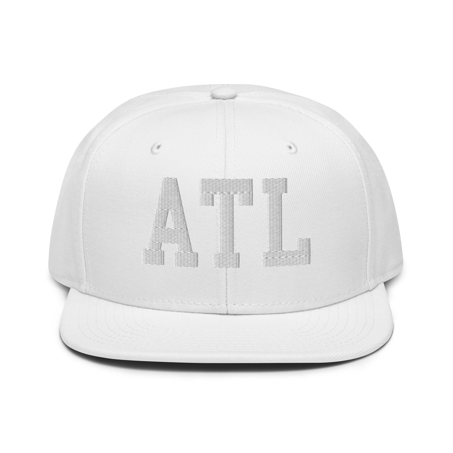 College-Style Wool-Blend Snapback Hat • White • ATL Atlanta • YHM Designs - Image 22