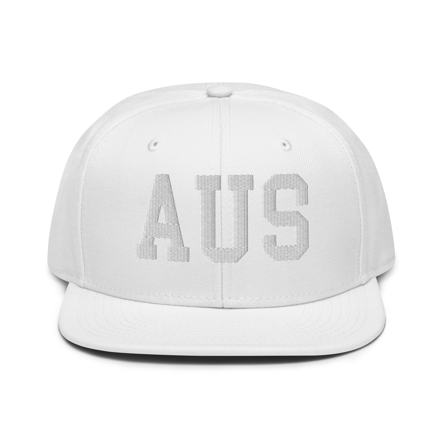 College-Style Wool-Blend Snapback Hat • White • AUS Austin • YHM Designs - Image 22