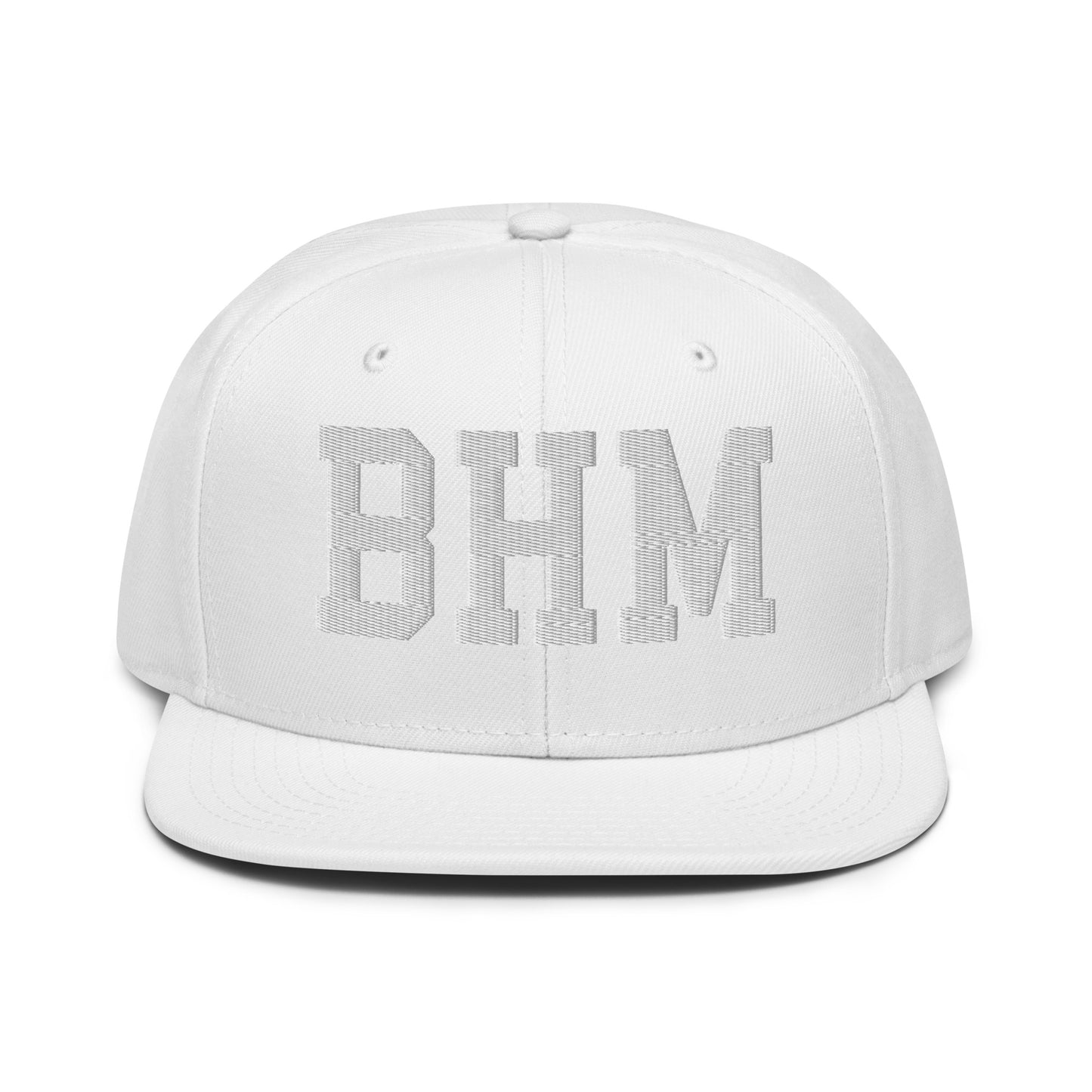 College-Style Wool-Blend Snapback Hat • White • BHM Birmingham • YHM Designs - Image 22