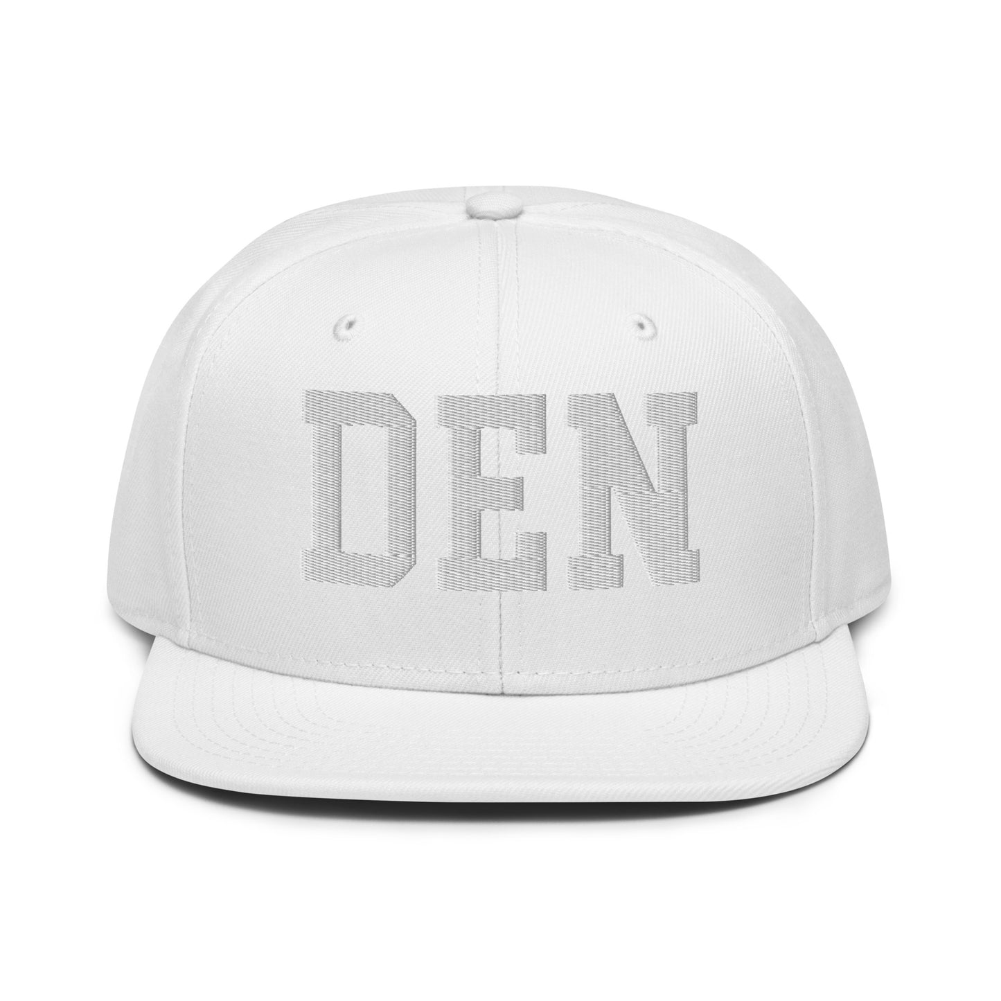 College-Style Wool-Blend Snapback Hat • White • DEN Denver • YHM Designs - Image 22