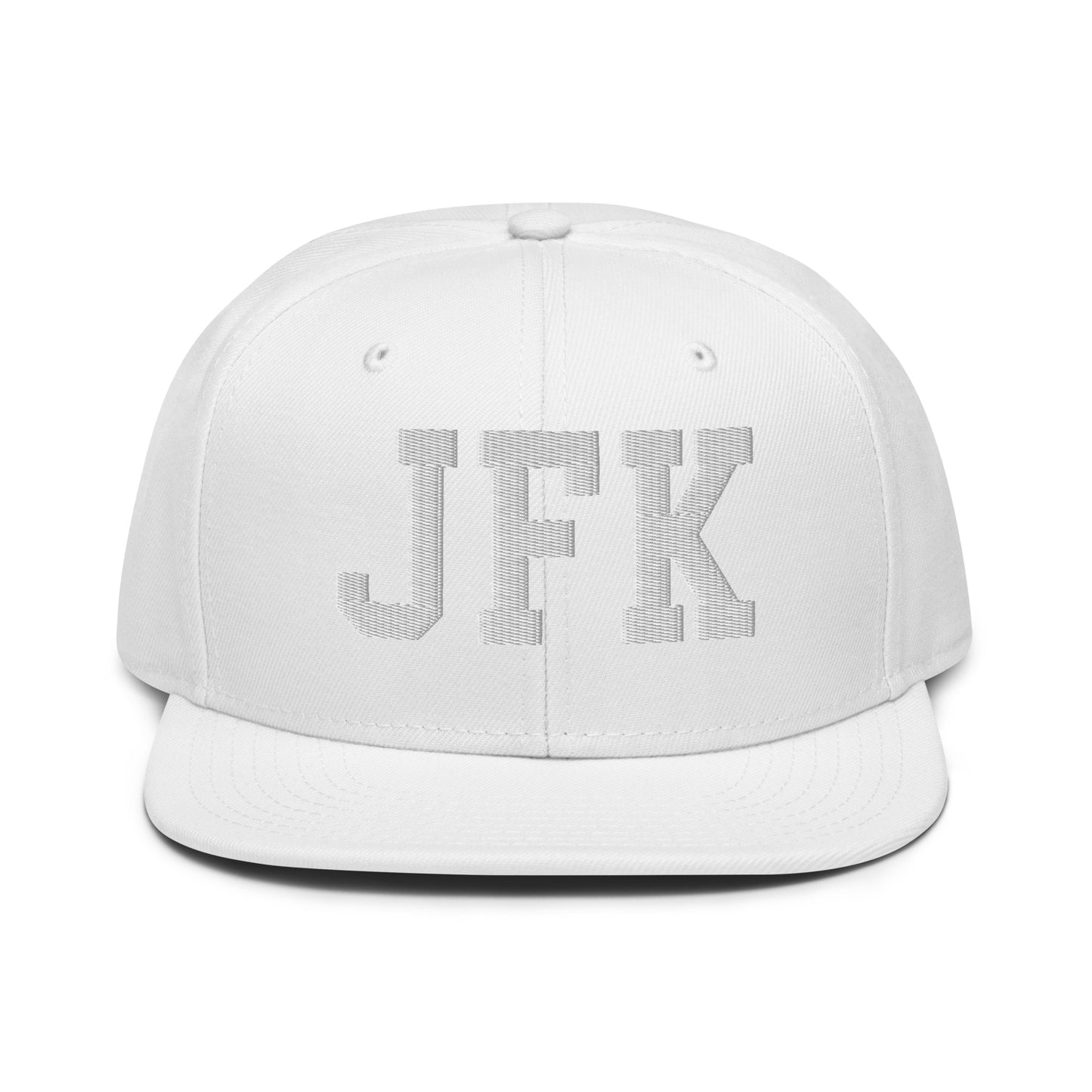 College-Style Wool-Blend Snapback Hat • White • JFK New York City • YHM Designs - Image 22
