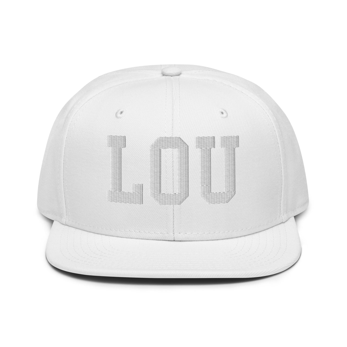College-Style Wool-Blend Snapback Hat • White • LOU Louisville • YHM Designs - Image 22
