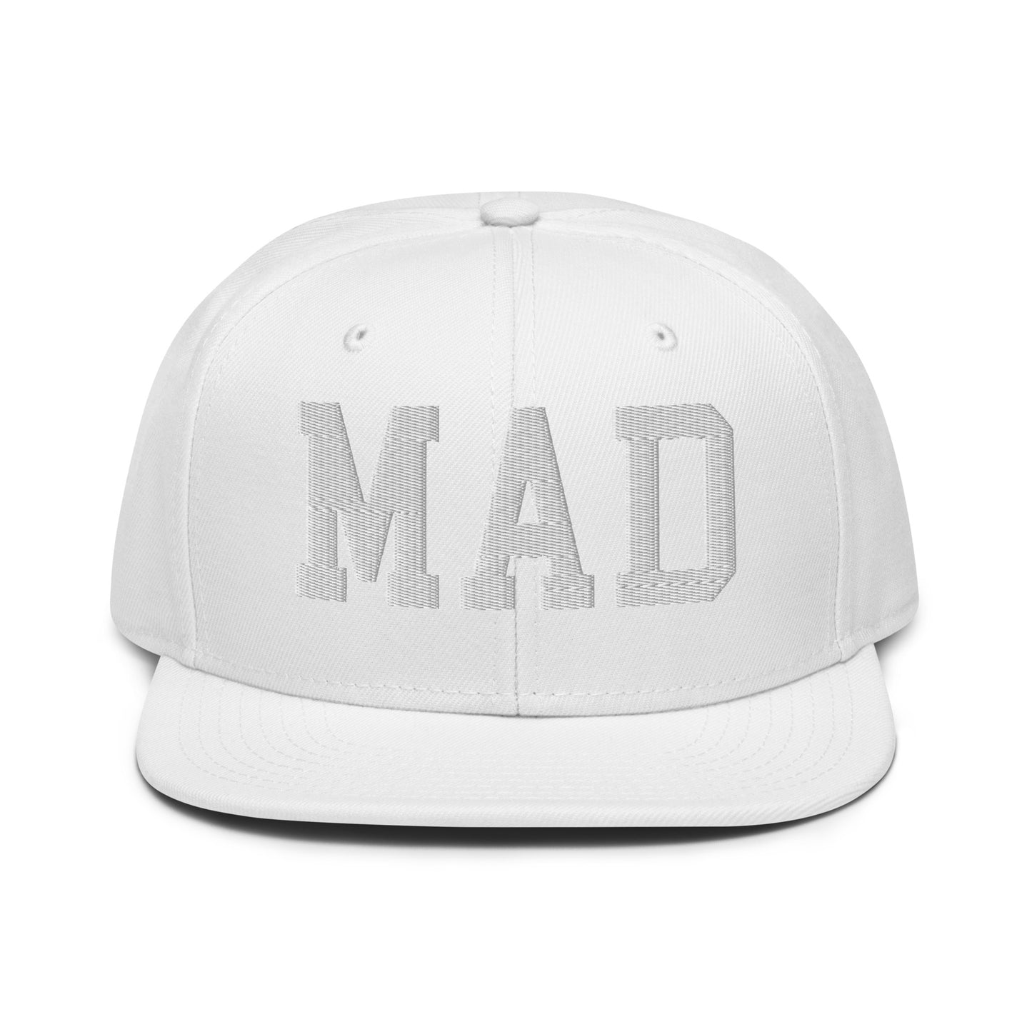 College-Style Wool-Blend Snapback Hat • White • MAD Madrid • YHM Designs - Image 22