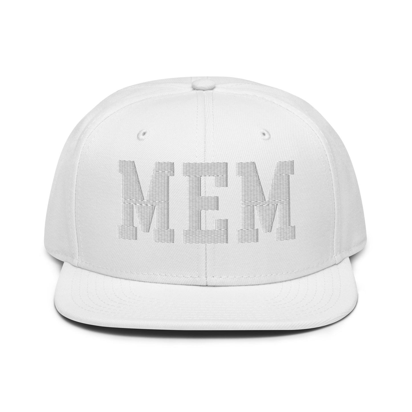 College-Style Wool-Blend Snapback Hat • White • MEM Memphis • YHM Designs - Image 22
