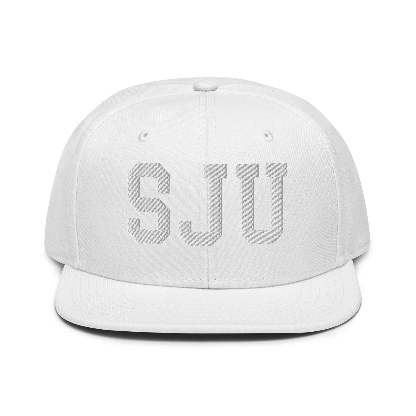 College-Style Wool-Blend Snapback Hat • White • SJU San Juan • YHM Designs - Image 22