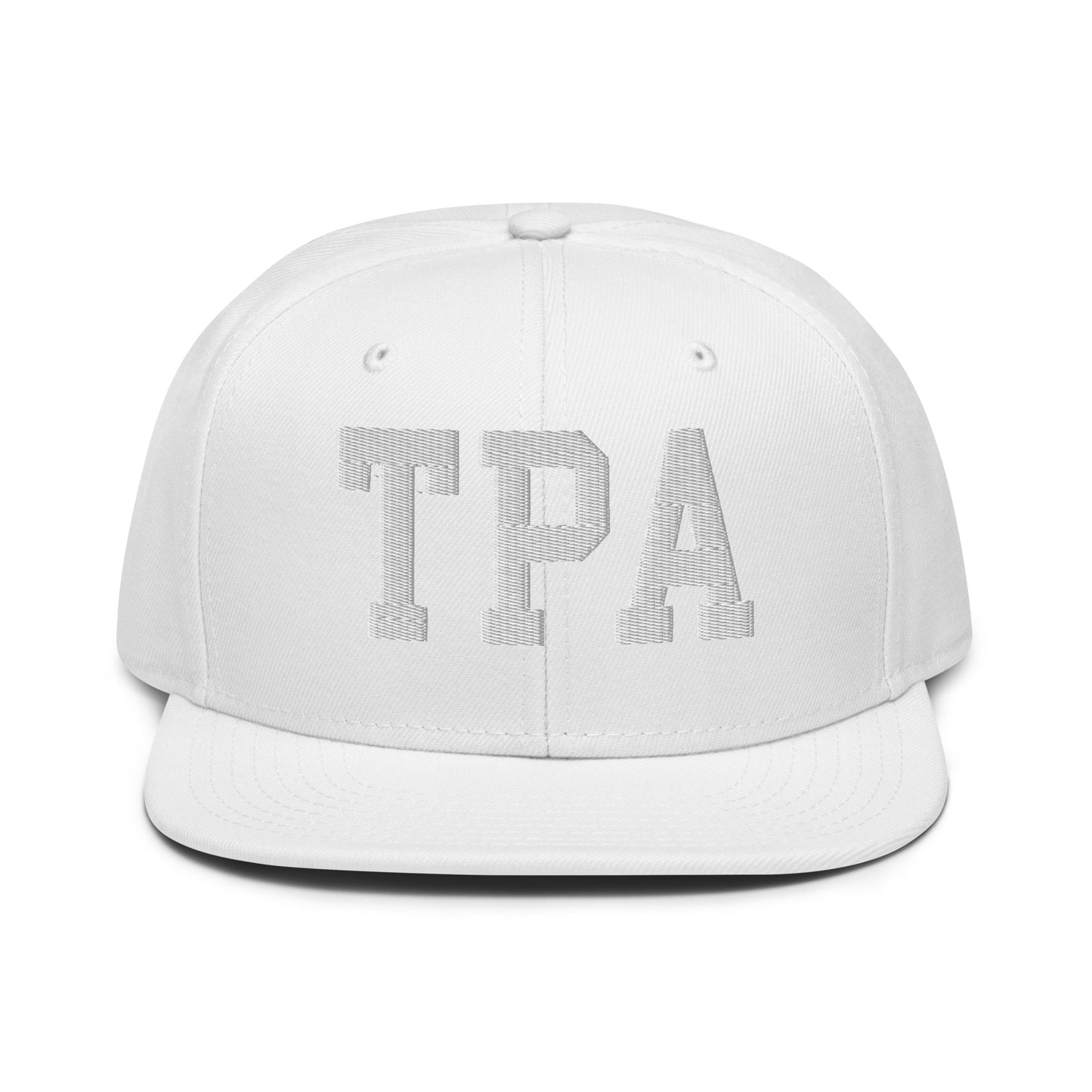 College-Style Wool-Blend Snapback Hat • White • TPA Tampa • YHM Designs - Image 22